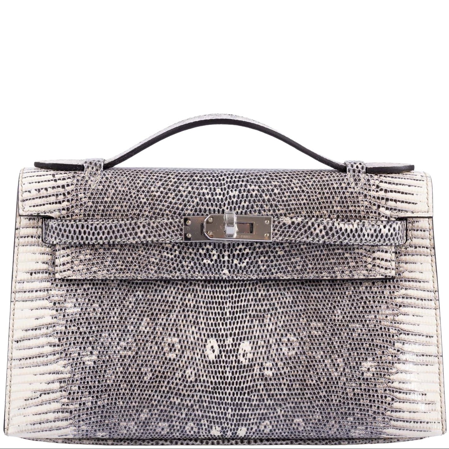 Hermès Kelly Pochette Rare Ombré Lizard Palladium Hardware