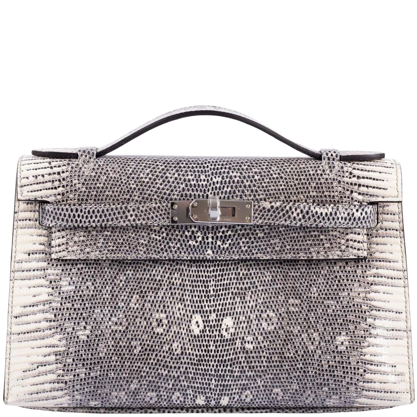 Hermès Kelly Pochette Rare Ombré Lizard Palladium Hardware