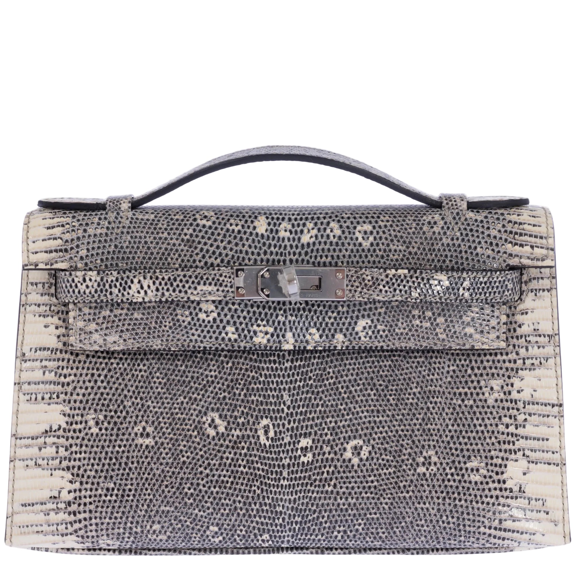Hermès Kelly Pochette Rare Ombré Lizard Palladium Hardware