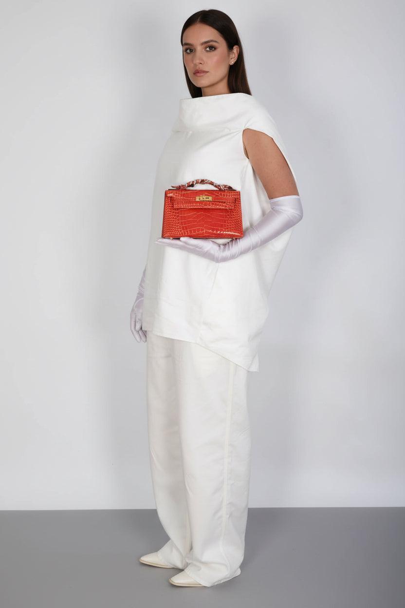 Hermès Kelly Pochette Rouge de Coeur Shiny Alligator Gold Hardware