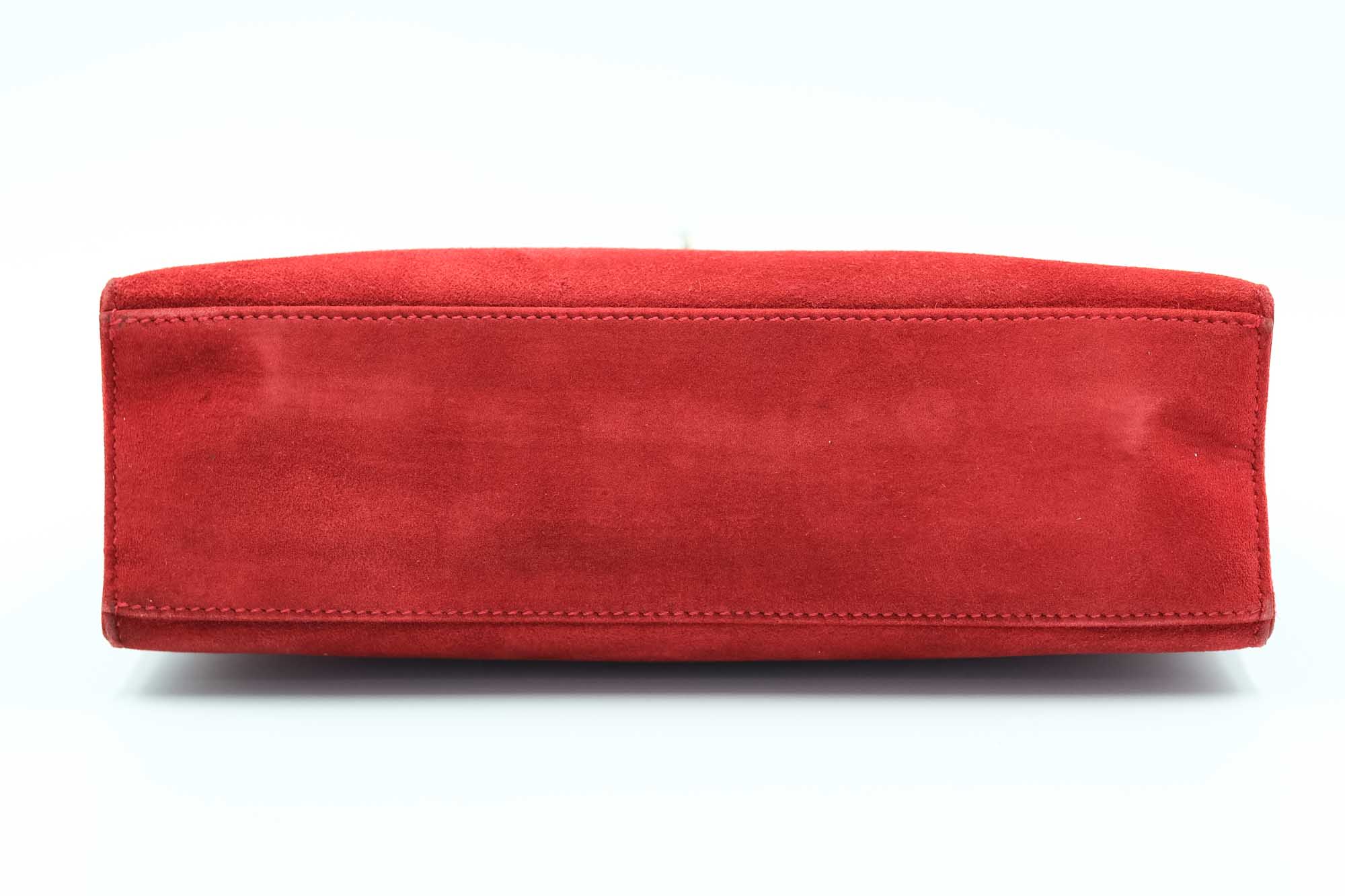 Hermès Kelly Pochette Rubis Veau Doblis Suede Palladium Hardware