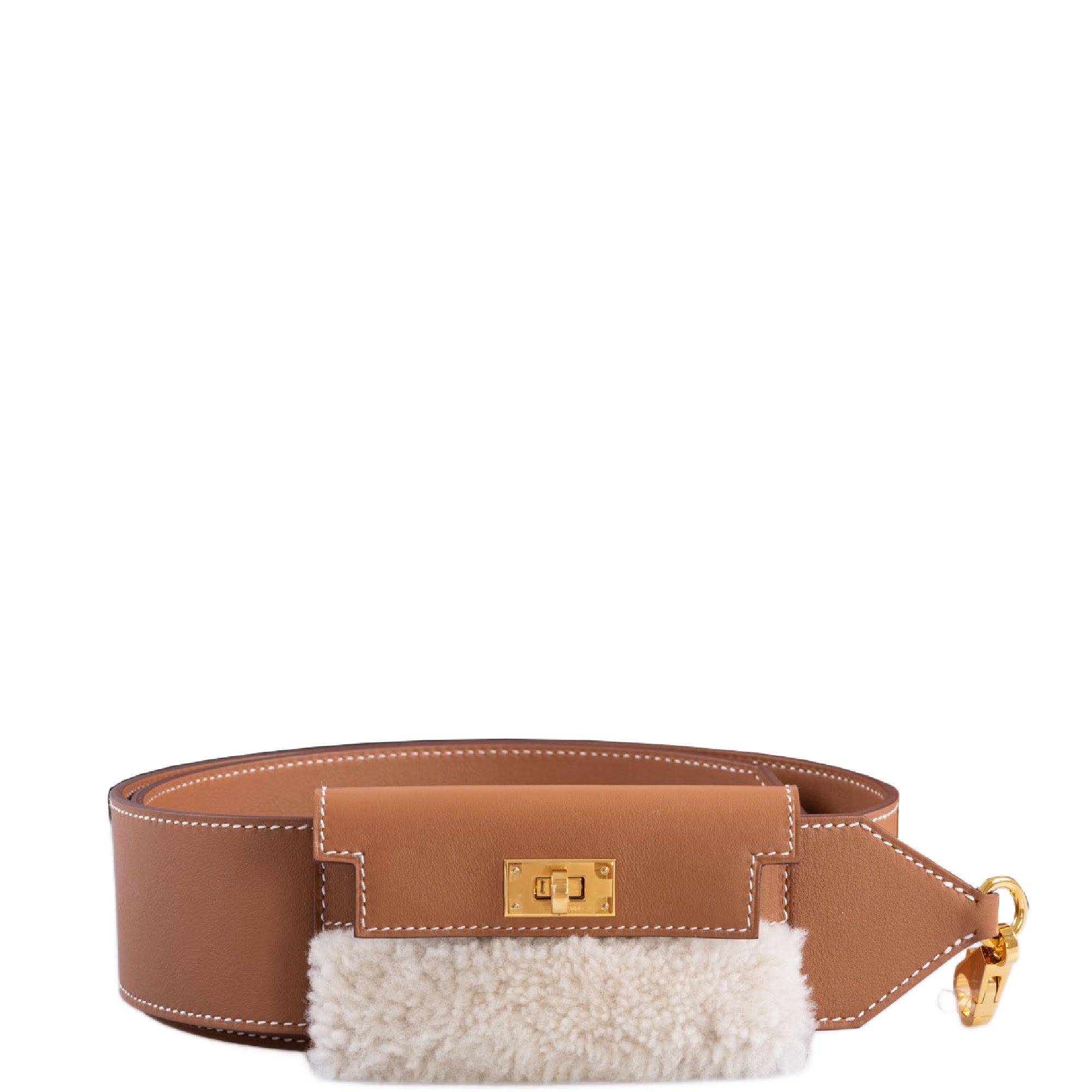 Hermès Kelly Pochette Teddy Shoulder Strap Gold Shearling and Swift Gold Hardware