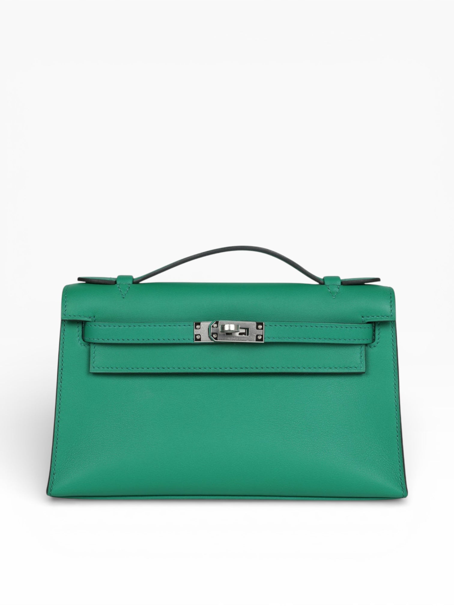 Hermès Kelly Pochette Vert Vertigo Swift Palladium Hardware