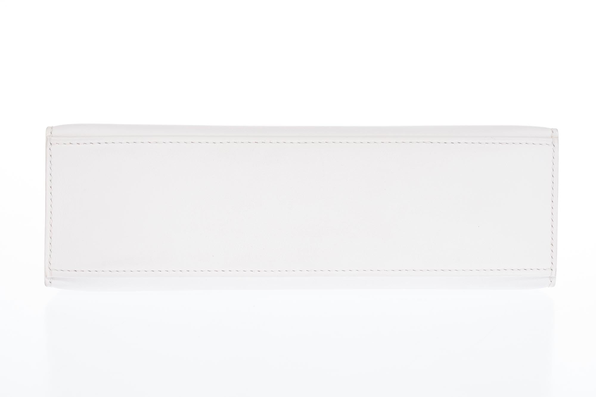 Hermès Kelly Pochette White Swift Palladium Hardware