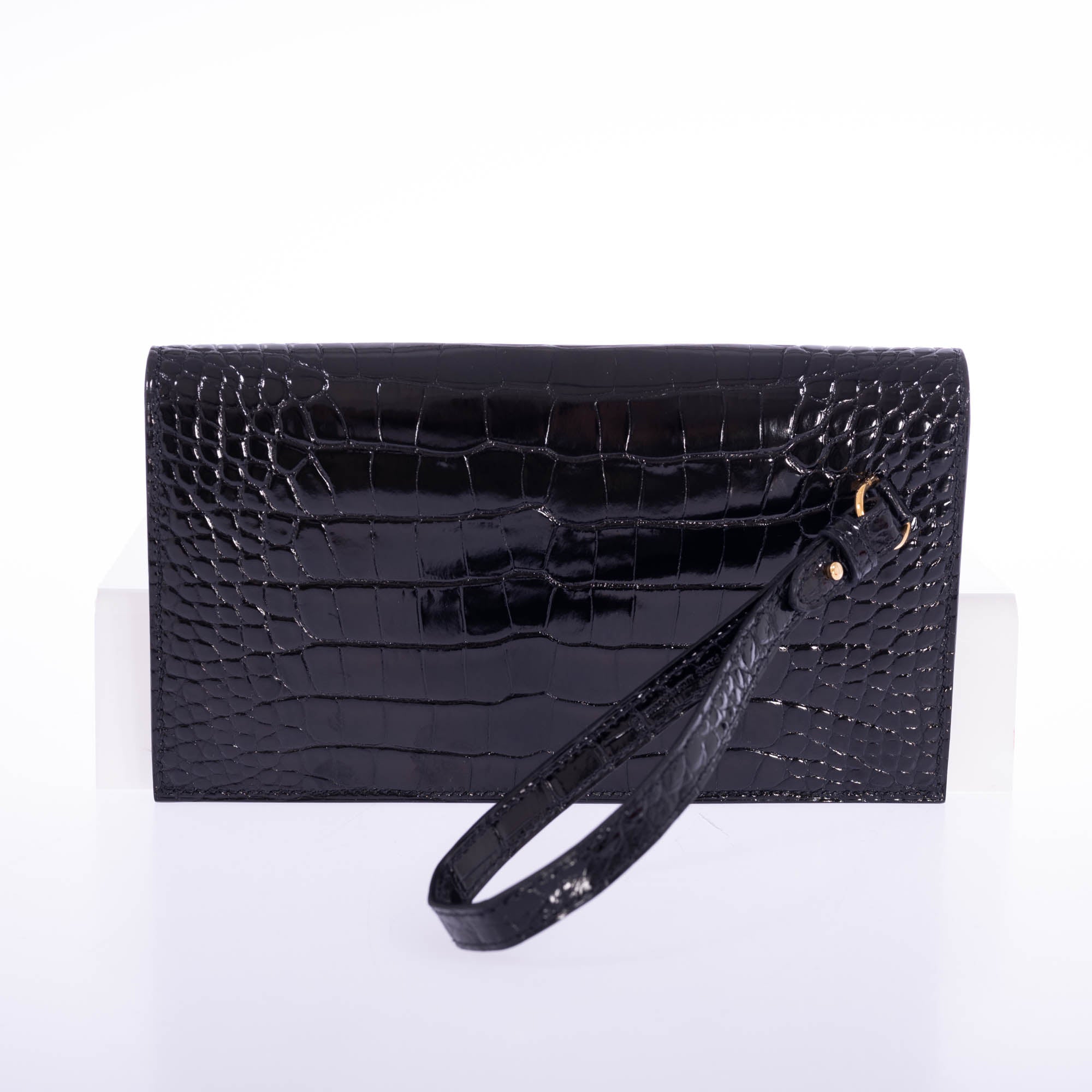 Hermès Kelly Pocket Long Wallet Black Alligator Gold Hardware