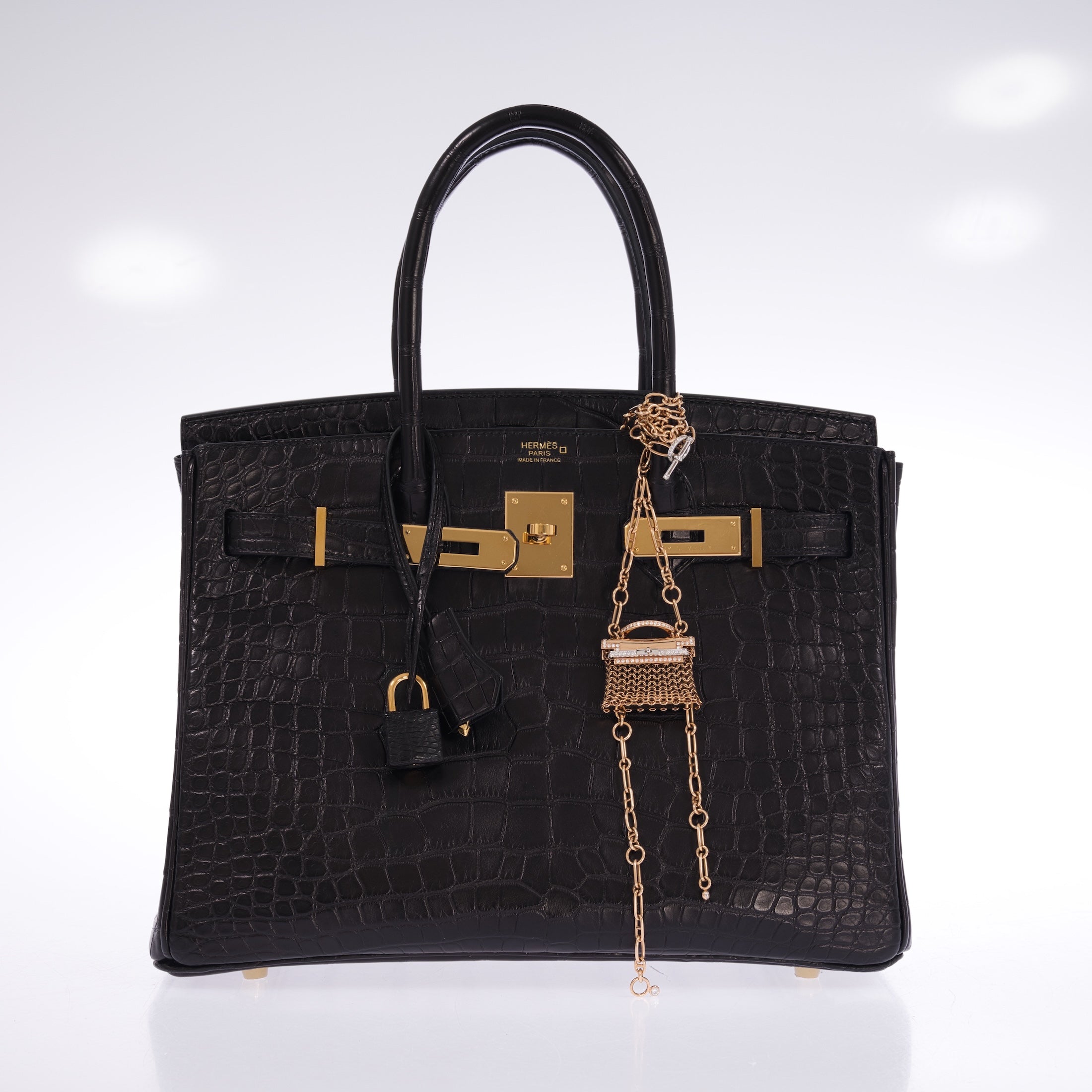 Hermès Kelly Précieux Bijou 18K Rose Gold and Diamond Micro Bag Necklace