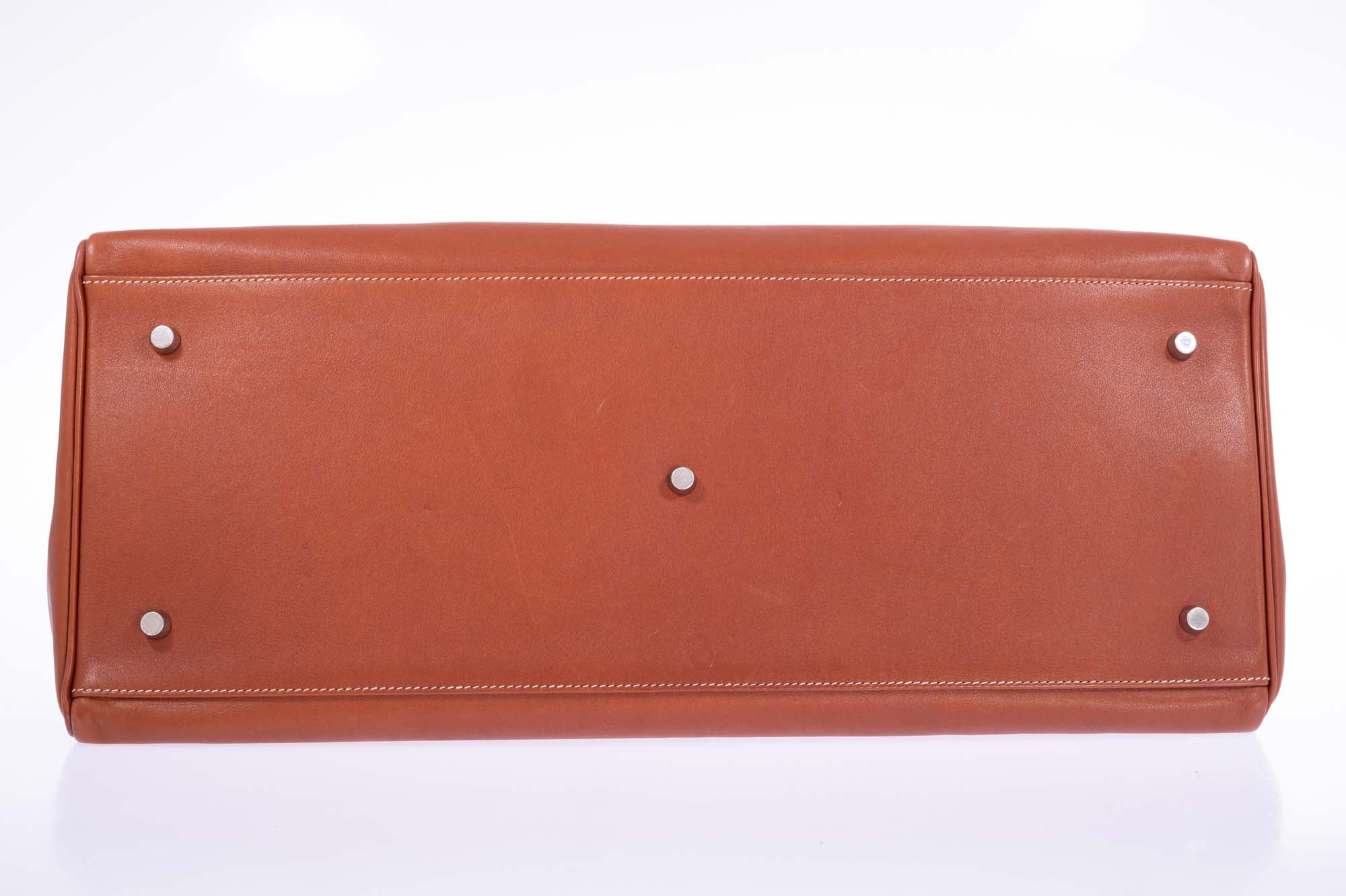 Hermès Kelly Relax 50 Fauve Box Palladium Hardware