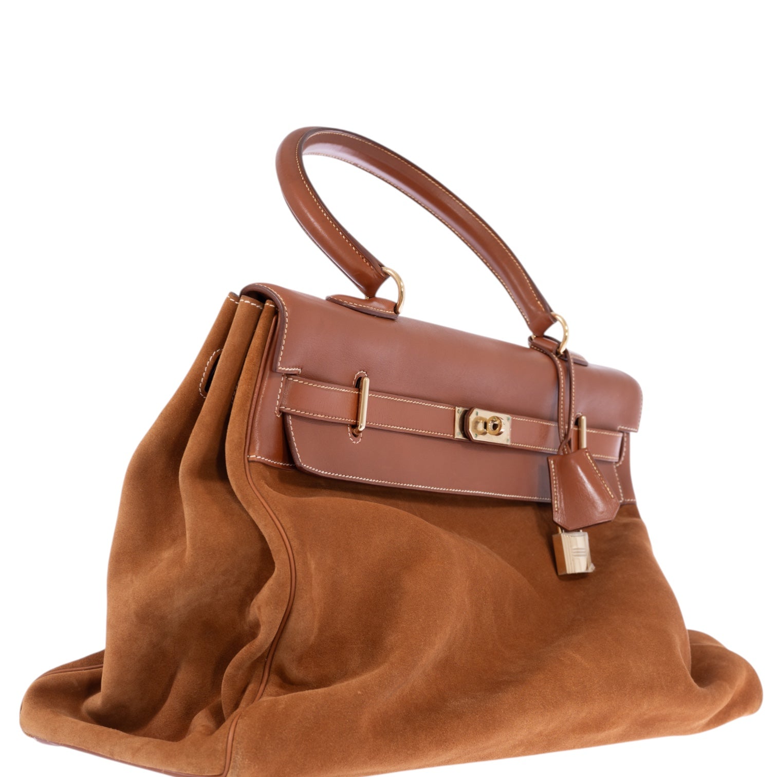 Hermès Kelly Relax 50 Gold Barenia/Grizzly Gold Hardware