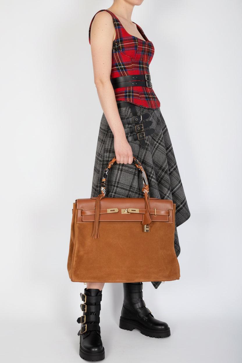 Hermès Kelly Relax 50 Gold Barenia/Grizzly Gold Hardware