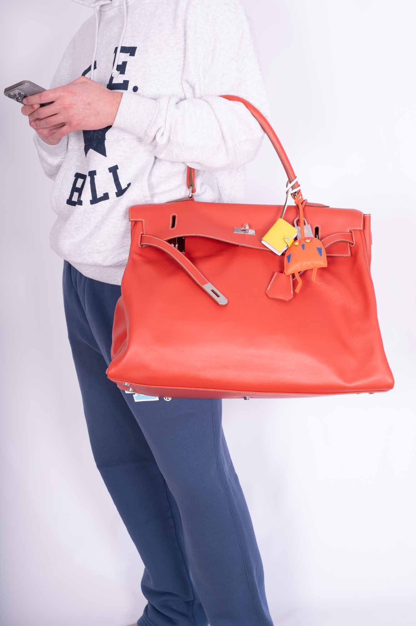 Hermès Kelly Relax 50 Sanguine Swift Palladium Hardware