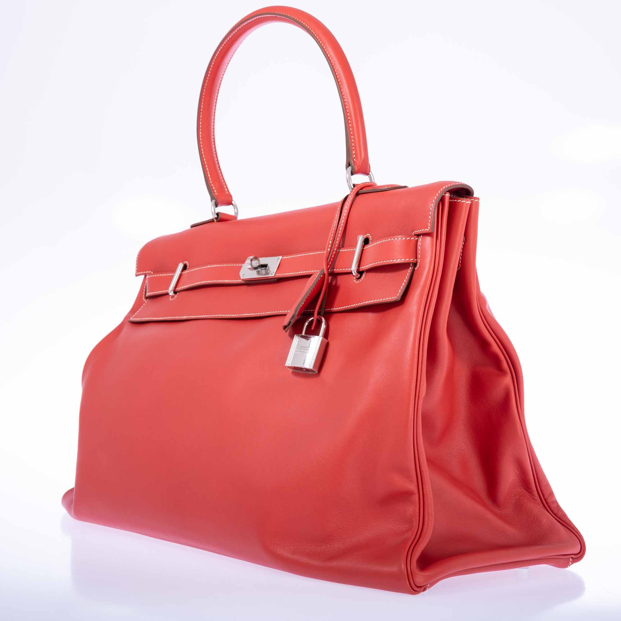 Hermès Kelly Relax 50 Sanguine Swift Palladium Hardware