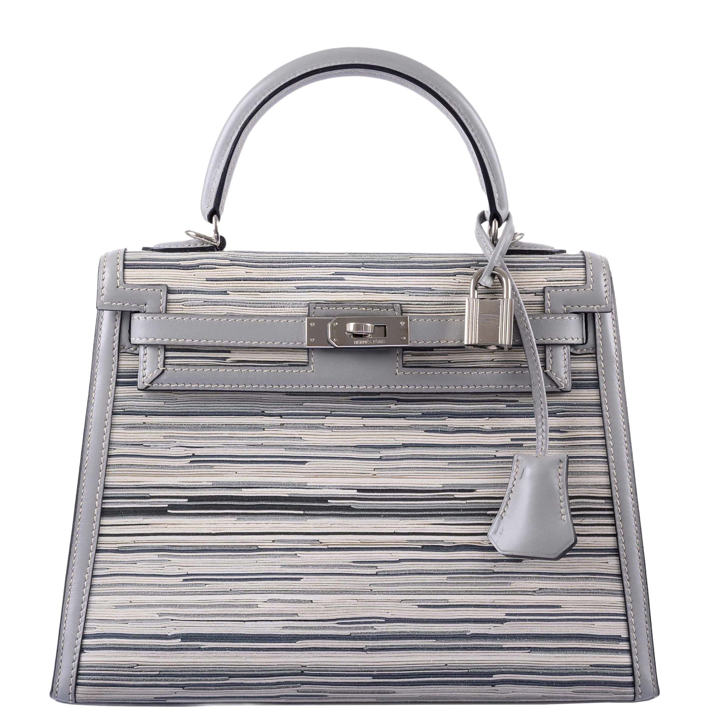 Hermès Kelly Sellier 25 Vibrato & Gris Tourterelle Box Calf Palladium Hardware