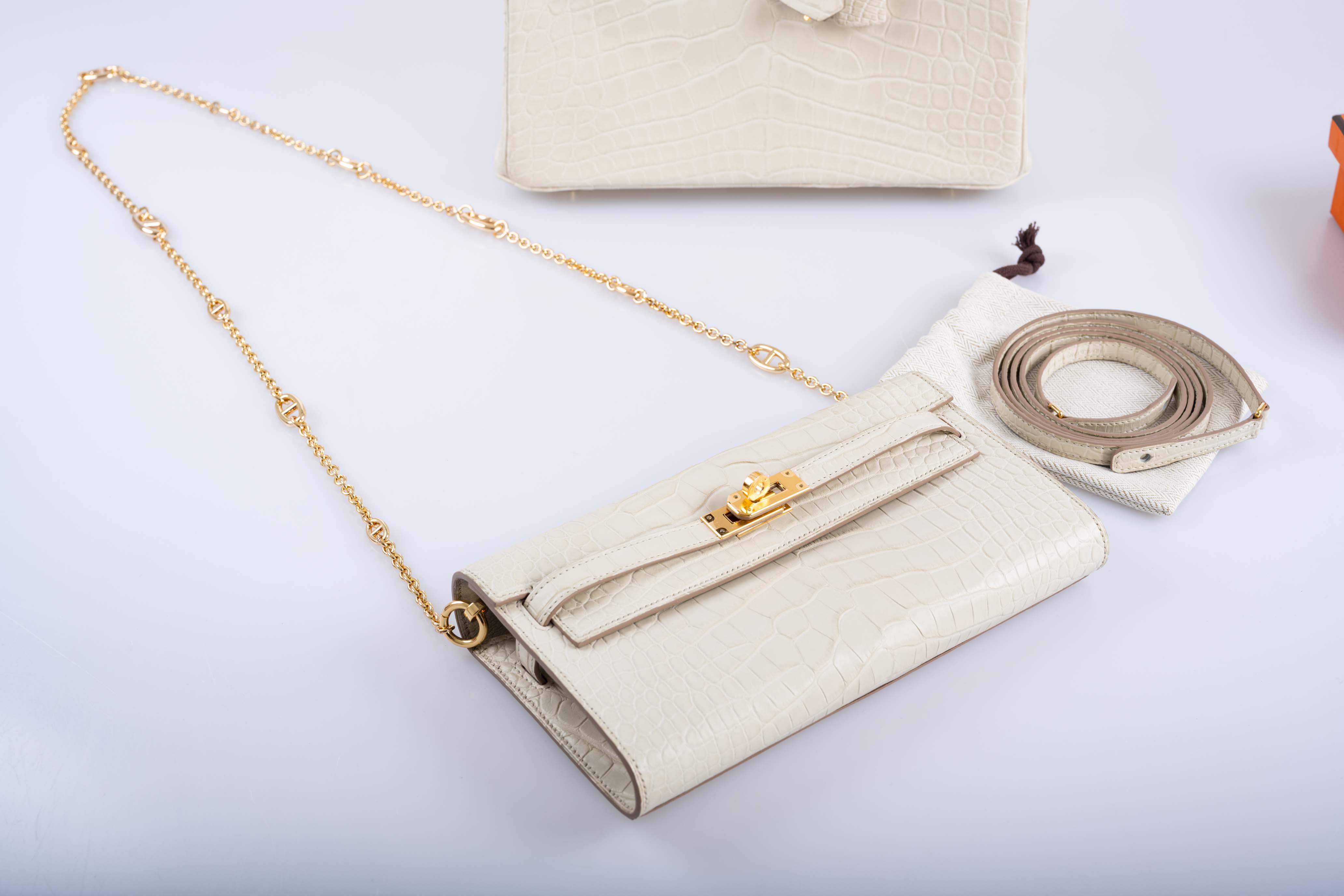 Hermès Kelly To Go Wallet Beton Matte Alligator Gold Hardware