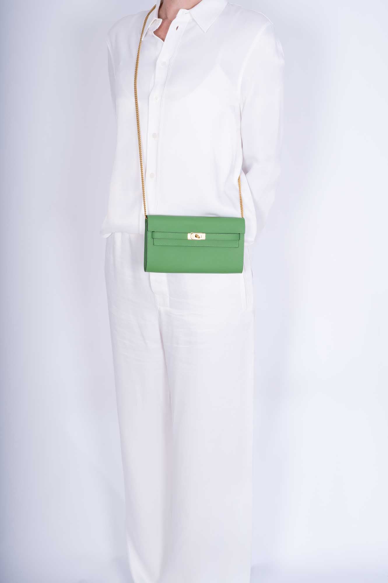 Hermès Kelly To Go Wallet Vert Yucca Epsom Palladium Hardware
