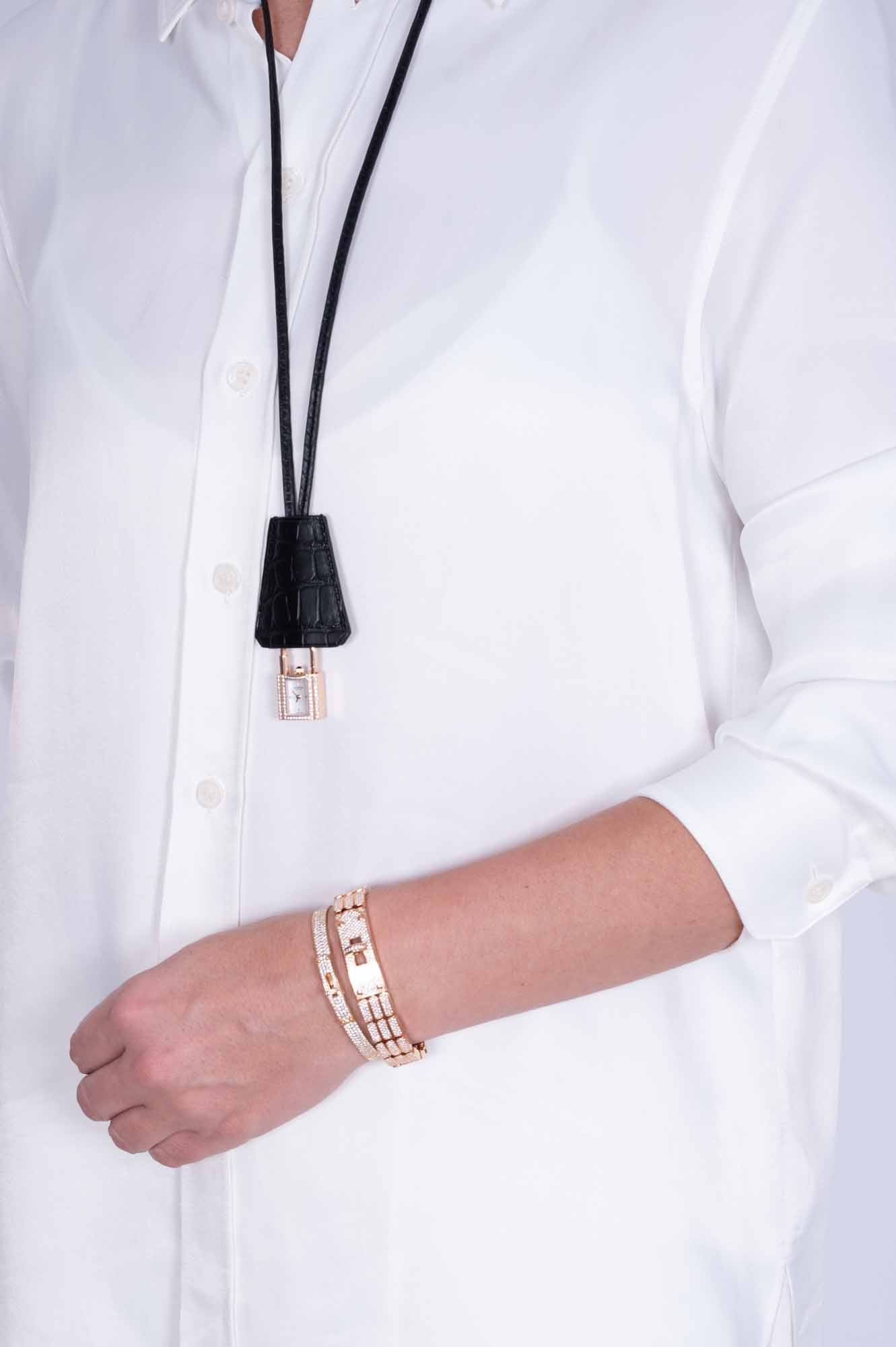 Hermès Kelly Watch High Jewelry Full Diamond Pavé Rose Gold 3-Piece Set