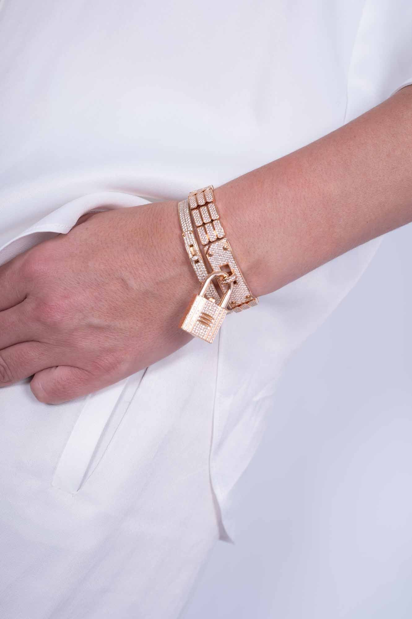 Hermès Kelly Watch High Jewelry Full Diamond Pavé Rose Gold 3-Piece Set