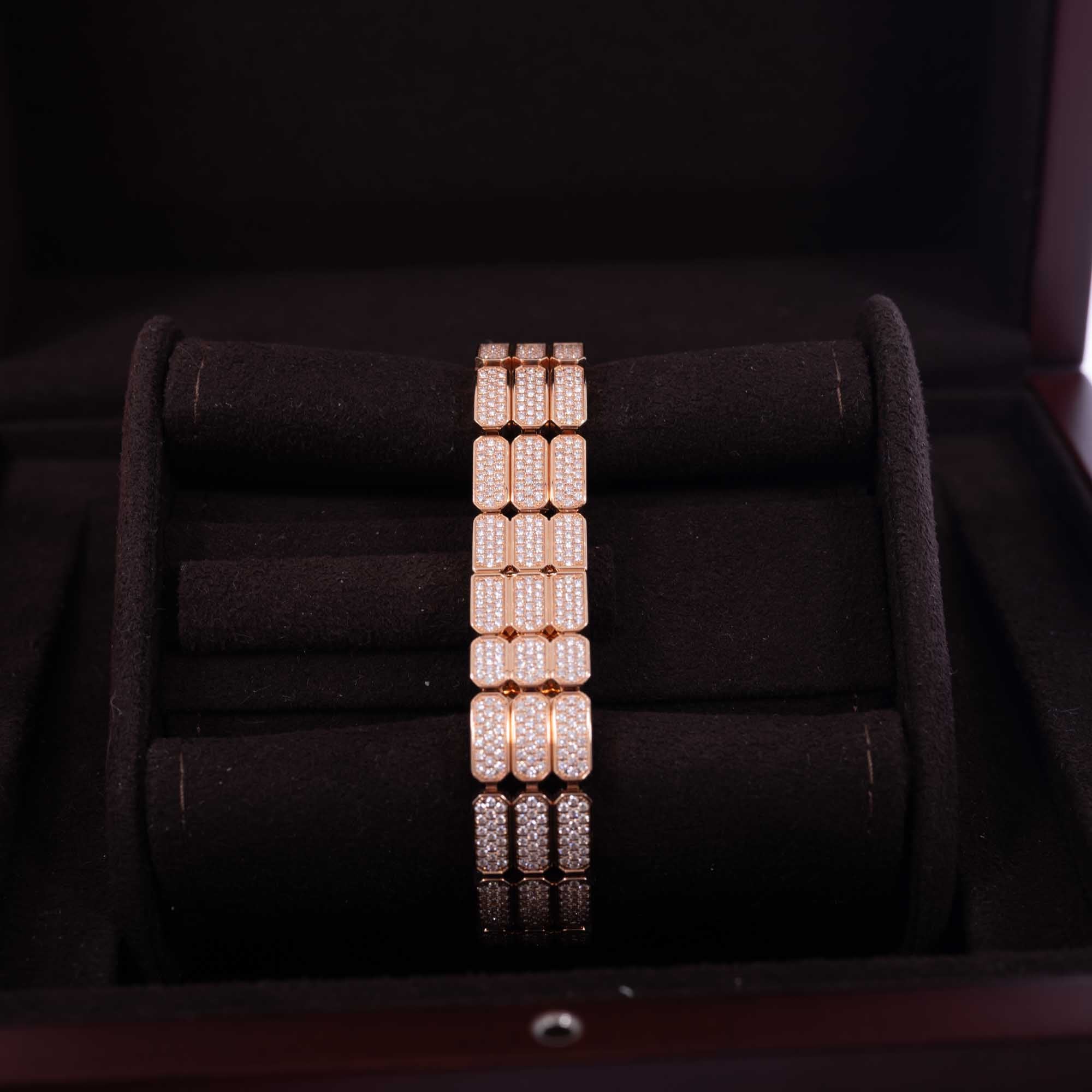 Hermès Kelly Watch High Jewelry Full Diamond Pavé Rose Gold 3-Piece Set