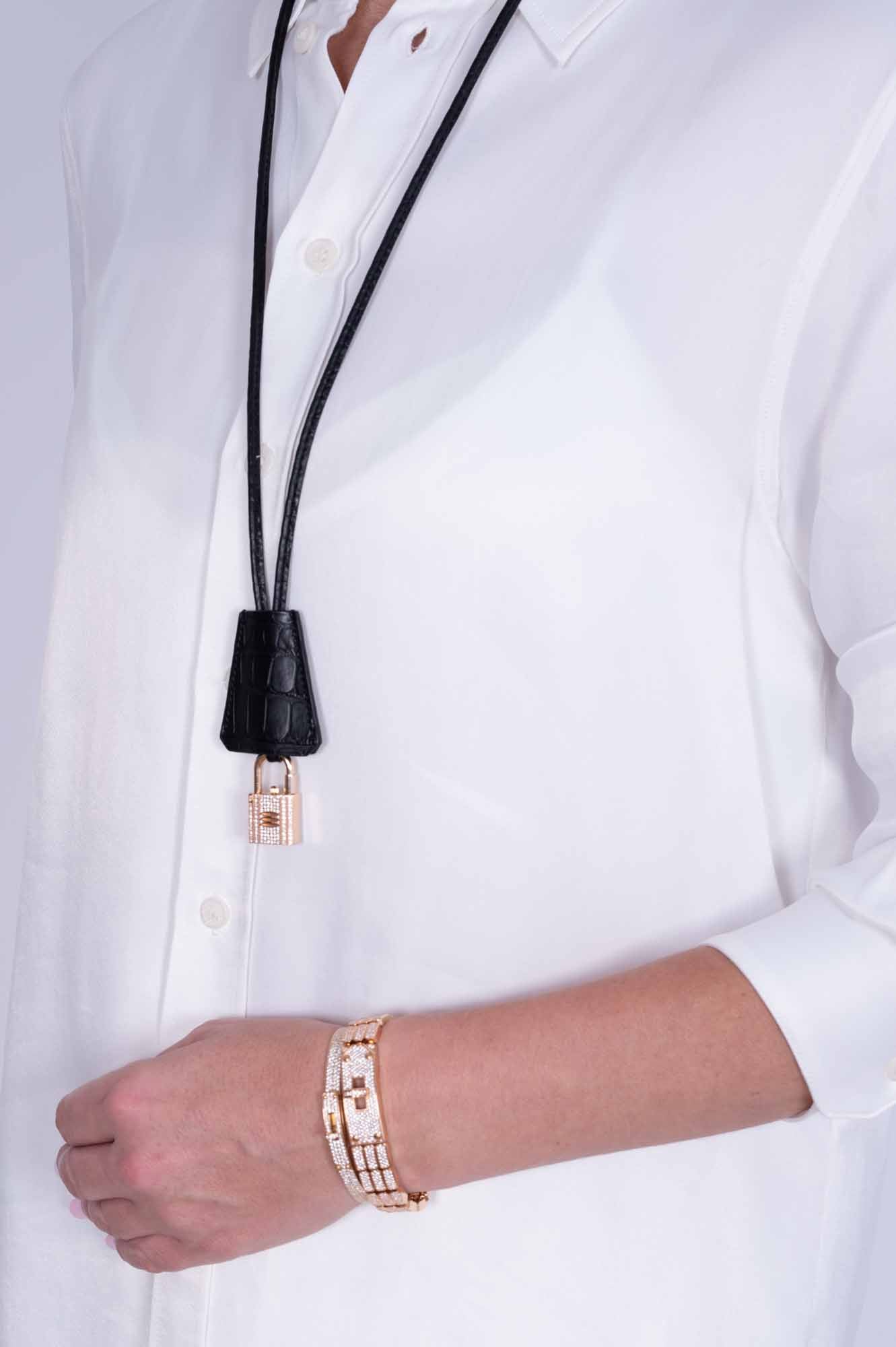 Hermès Kelly Watch High Jewelry Full Diamond Pavé Rose Gold 3-Piece Set