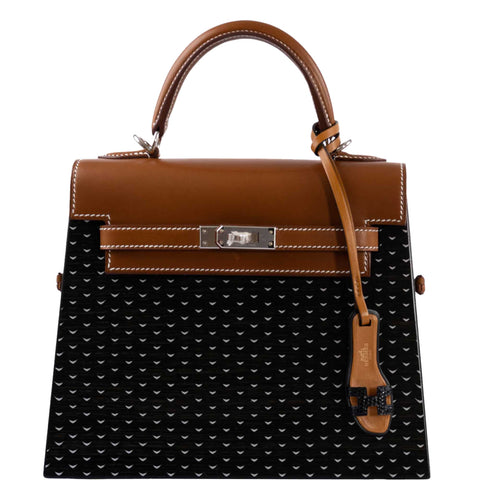 Hermès Kelly Wood 22 Bog Oak, Aluminum & Barenia with Palladium Hardware