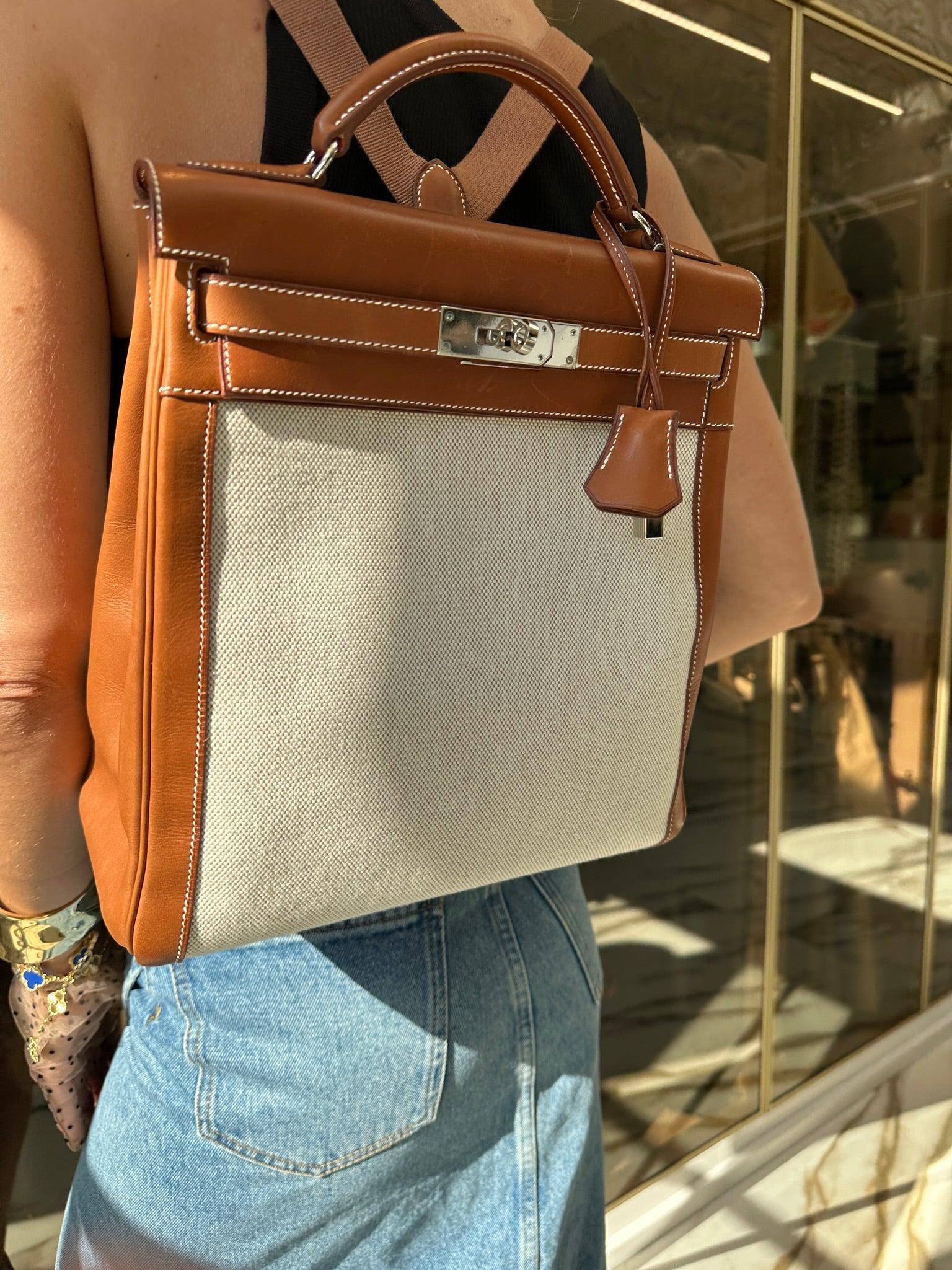 Hermès Kelly a Dos Backpack Barenia And Toile Palladium Hardware