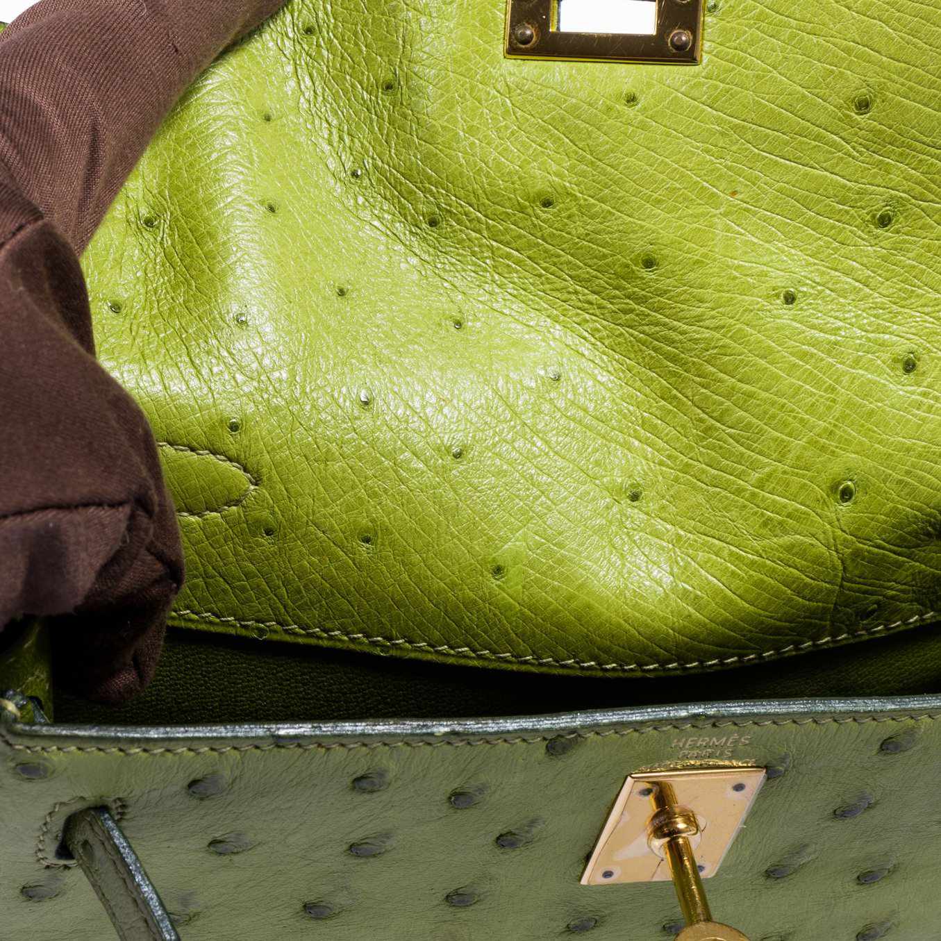 Hermès Kelly a Dos Backpack Vert Anis Ostrich Gold Hardware