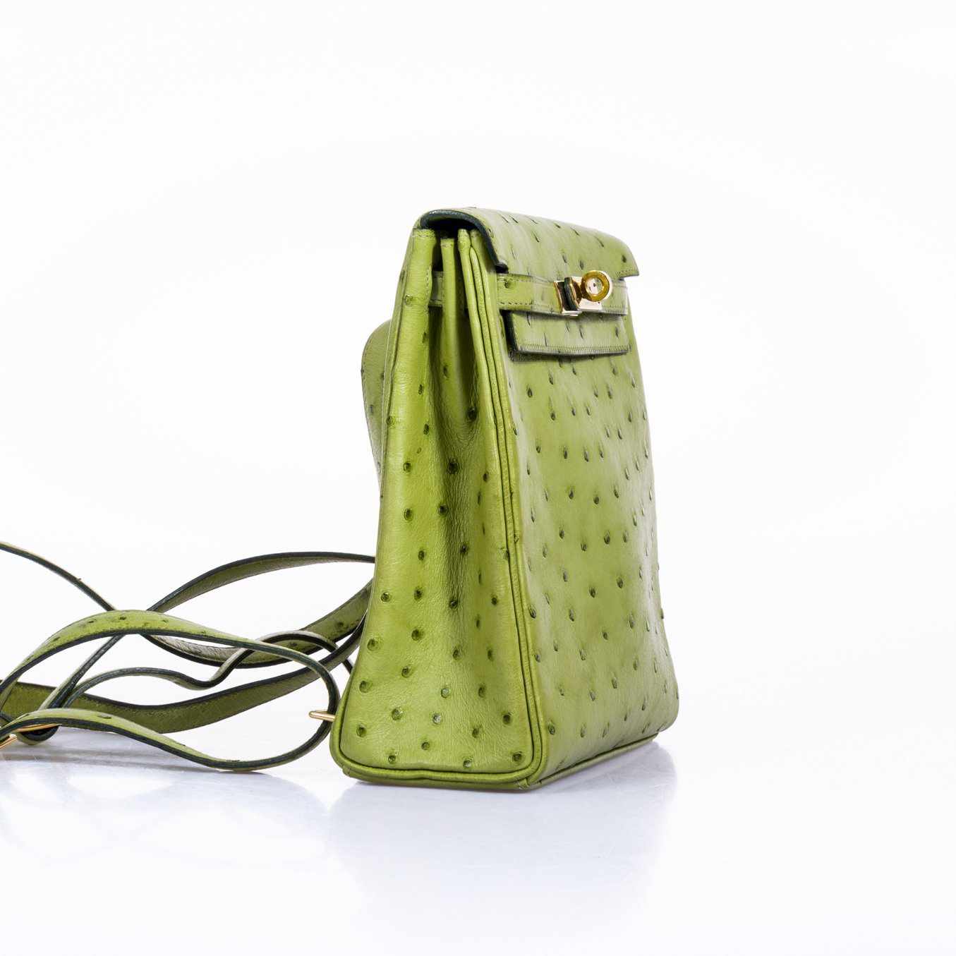 Hermès Kelly a Dos Backpack Vert Anis Ostrich Gold Hardware