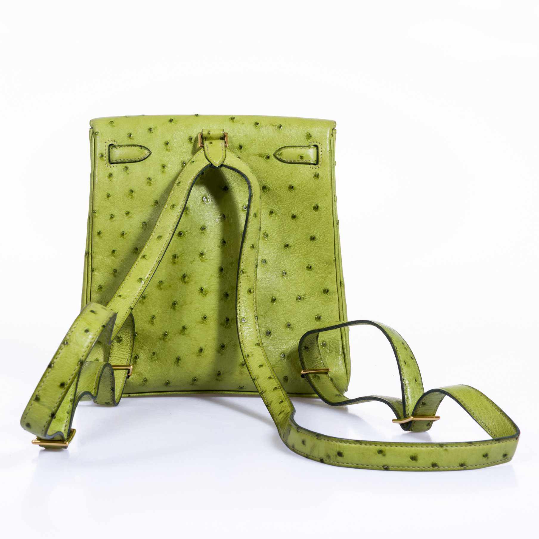 Hermès Kelly a Dos Backpack Vert Anis Ostrich Gold Hardware