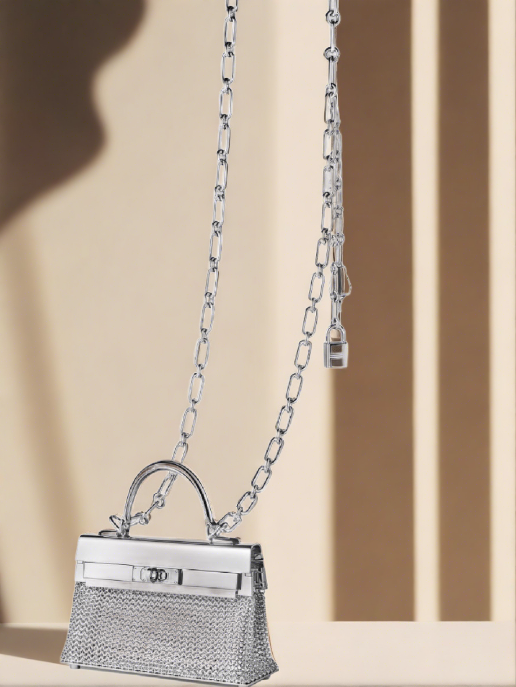Hermès Kellymorphose Kelly Sterling Silver Sac Bijou Chaine Bag