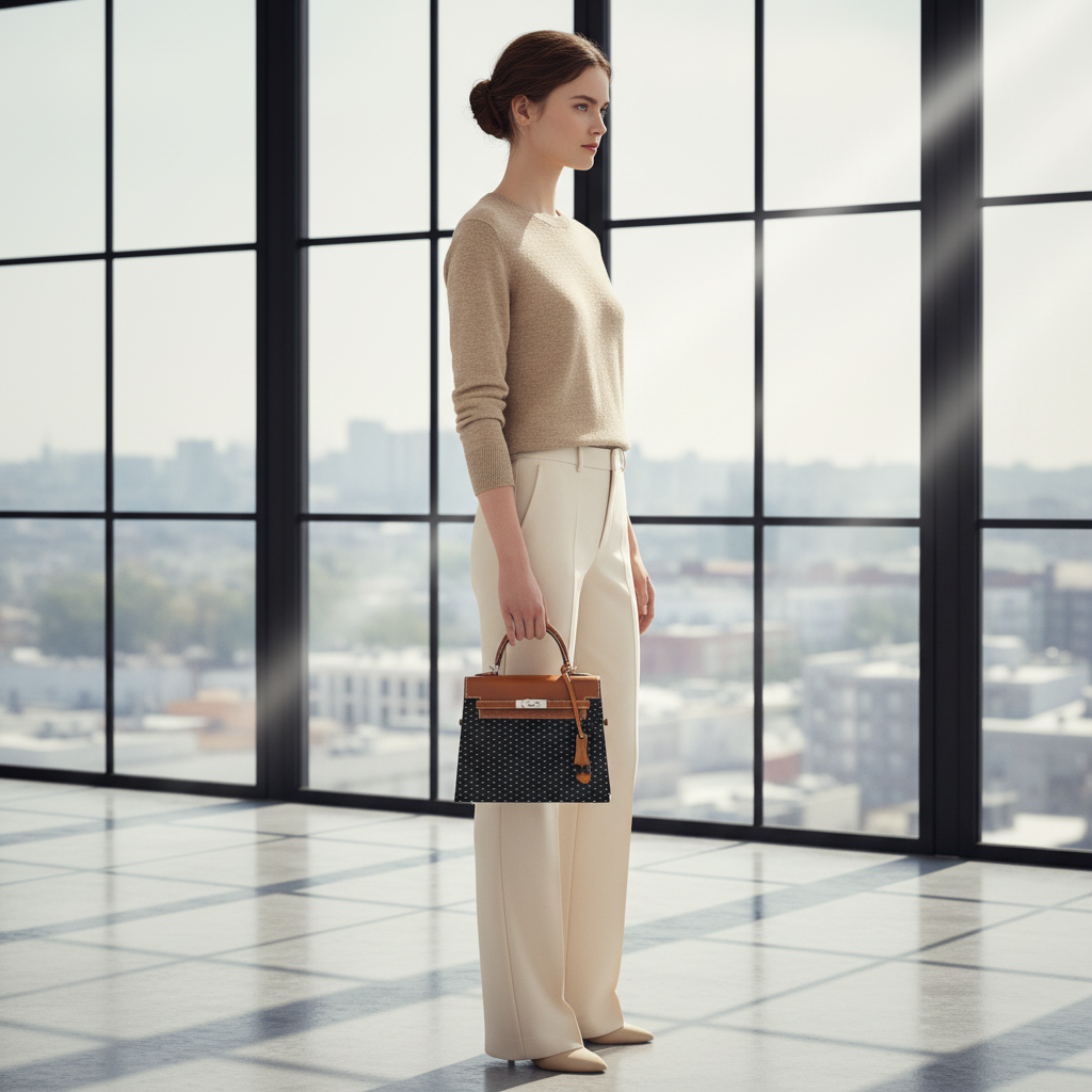 Hermès Kellywood 22 Bog Oak, Aluminum & Barenia Leather Palladium Hardware