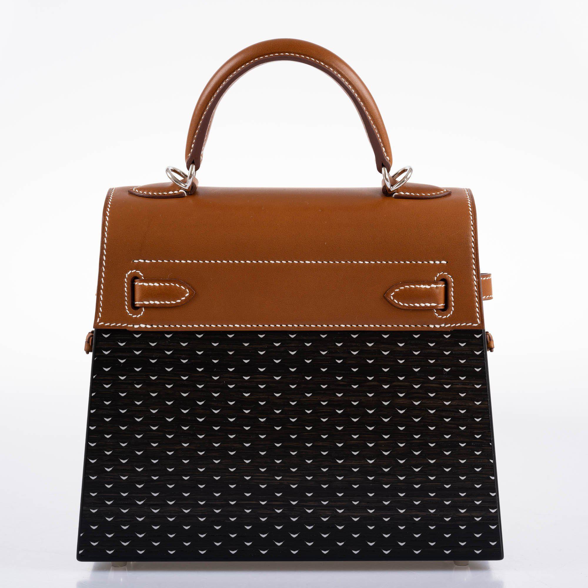 Hermès Kellywood 22 Bog Oak, Aluminum & Barenia Leather Palladium Hardware