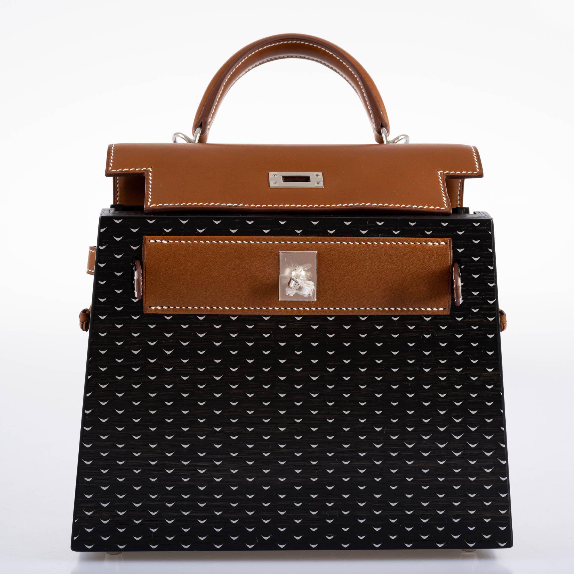 Hermès Kellywood 22 Bog Oak, Aluminum & Barenia Leather Palladium Hardware