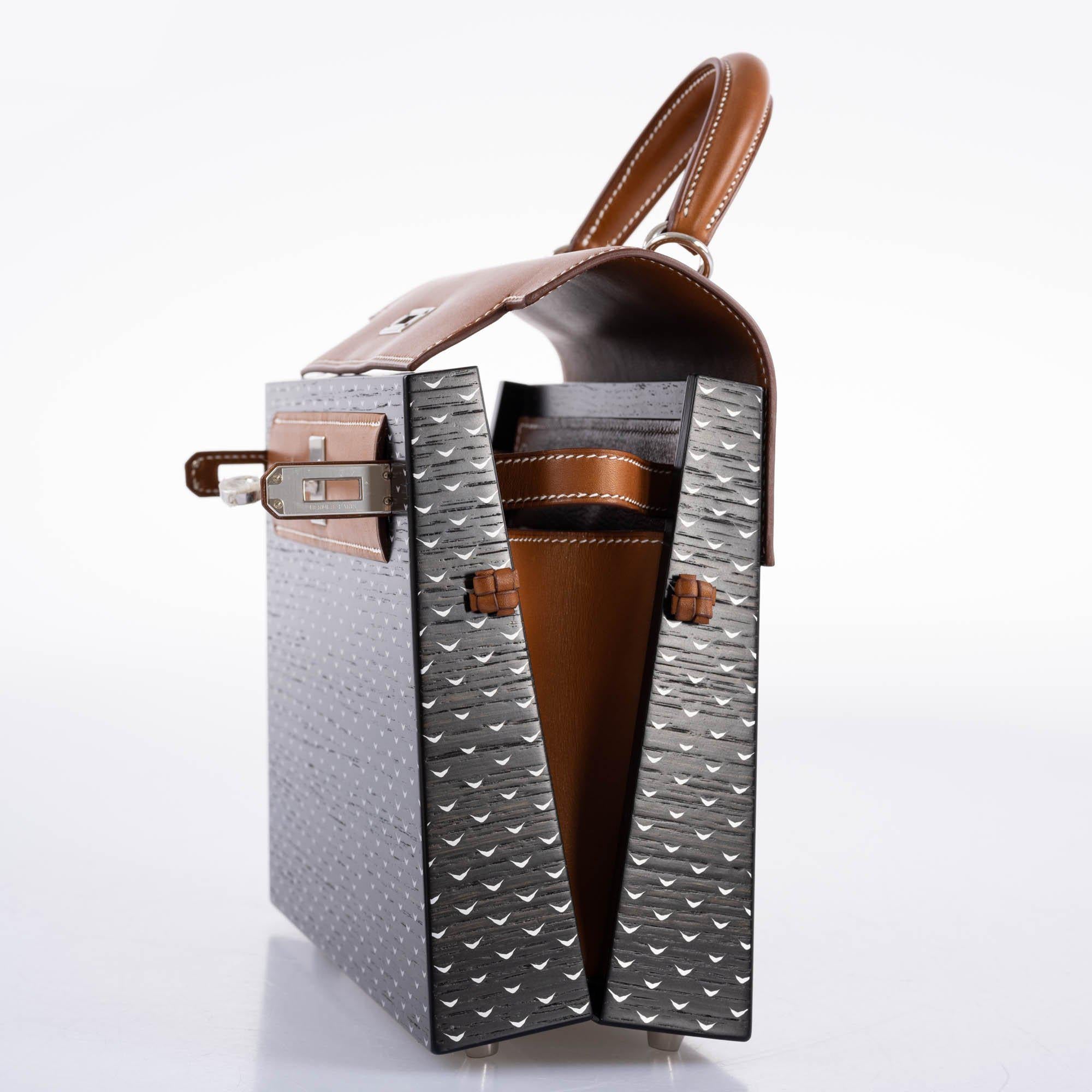 Hermès Kellywood 22 Bog Oak, Aluminum & Barenia Leather Palladium Hardware