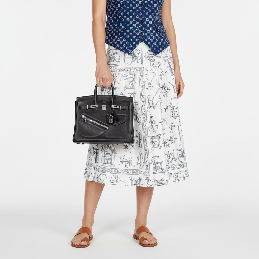 Hermès Limited Edition Birkin Rock 25 Black Volupto Palladium