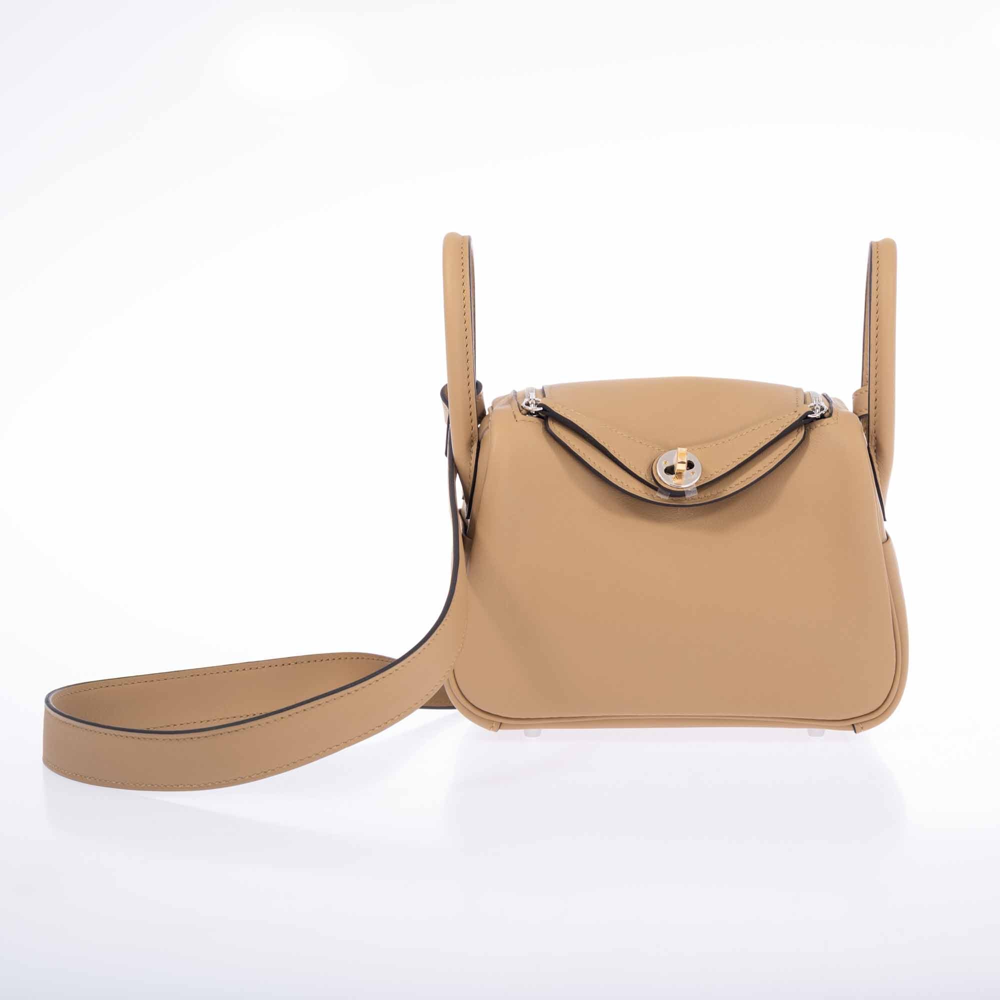 Hermès Lindy Mini II Poussier Swift Electrum Hardware