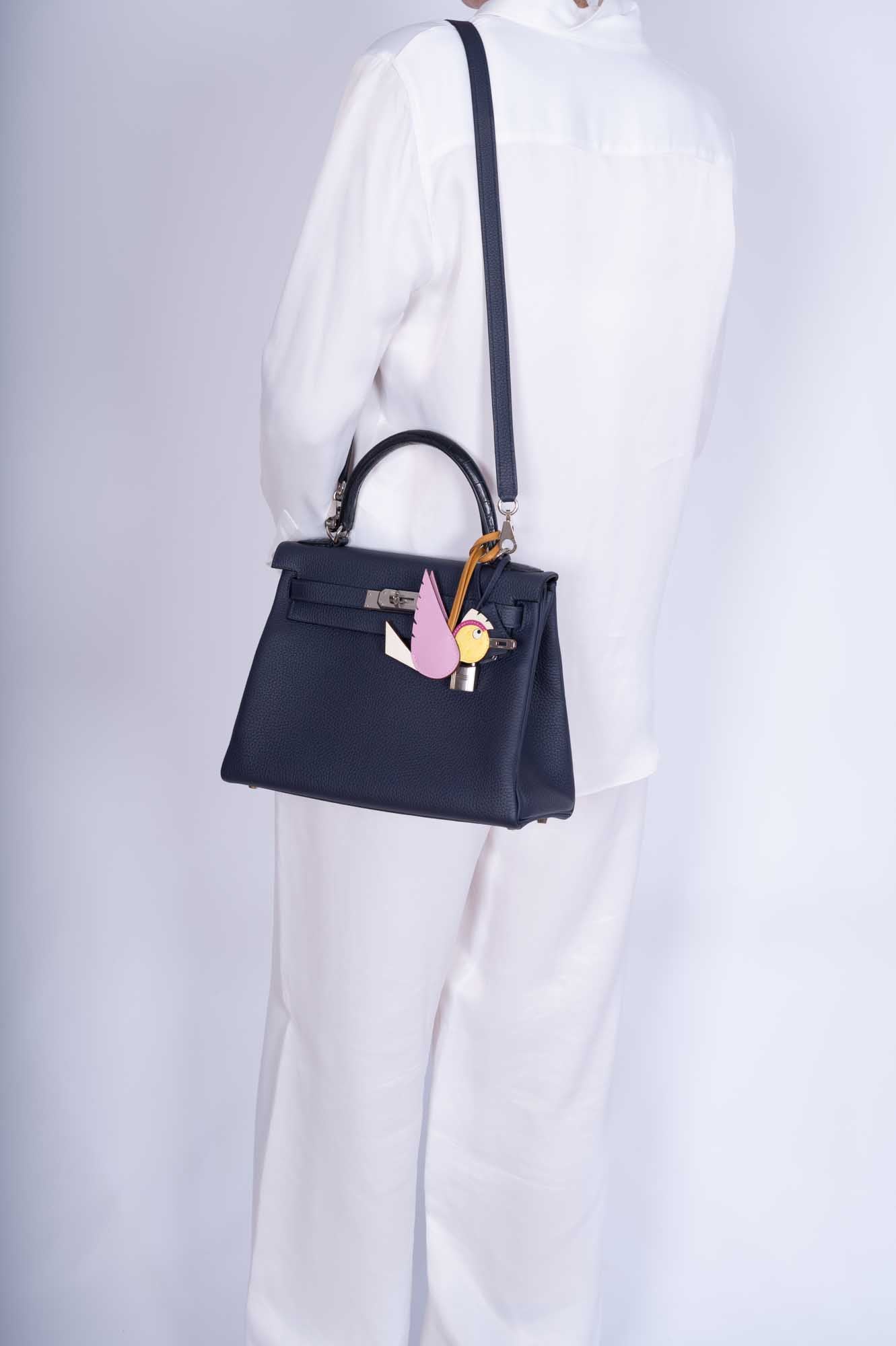 Hermès Mauve Sylvestre, Natural, Jaune Citron, Magenta and Nata Epsom, Ostrich, Chèvre Mysore, Milo Lambskin and Swift Birdy Charm Palladium Hardware