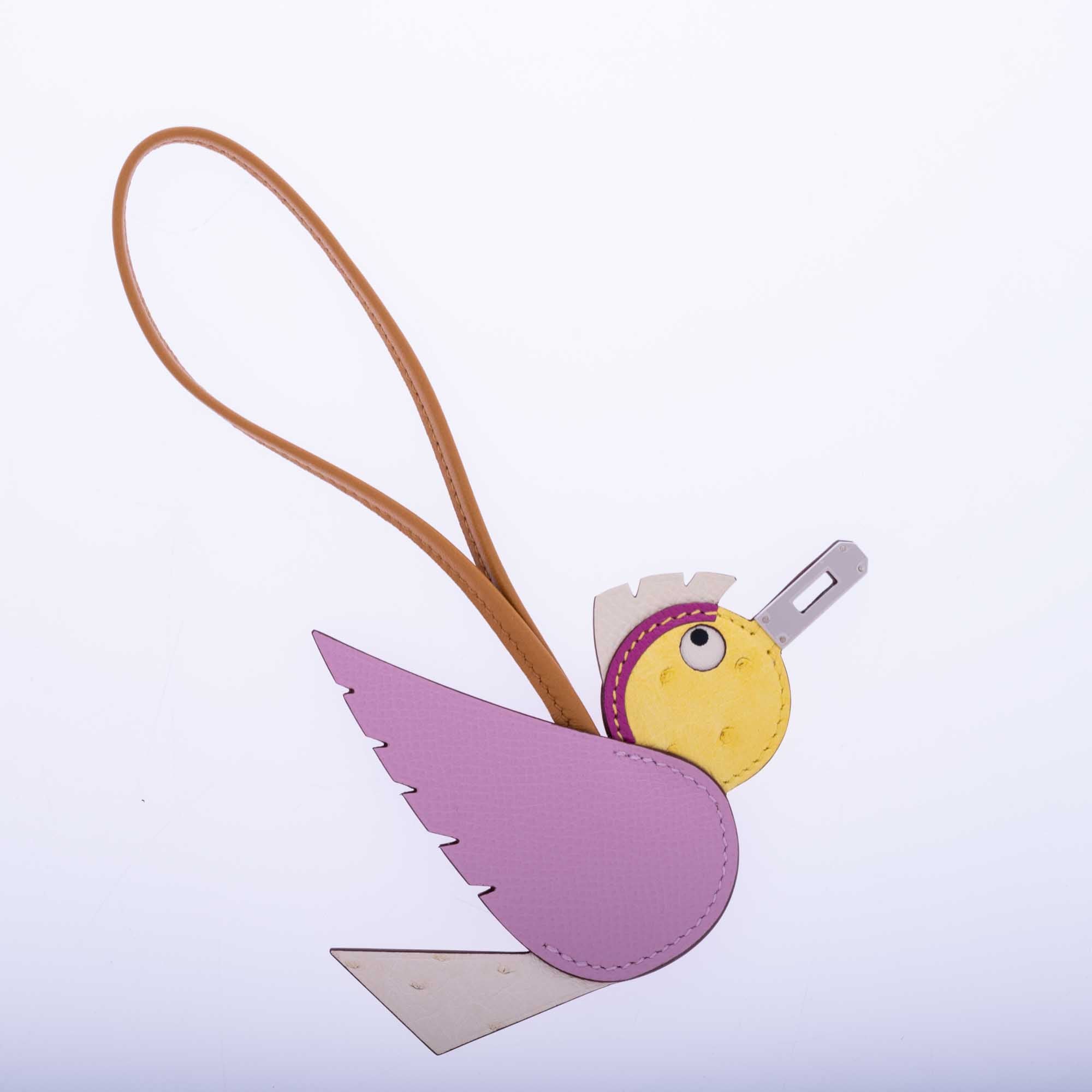 Hermès Mauve Sylvestre, Natural, Jaune Citron, Magenta and Nata Epsom, Ostrich, Chèvre Mysore, Milo Lambskin and Swift Birdy Charm Palladium Hardware