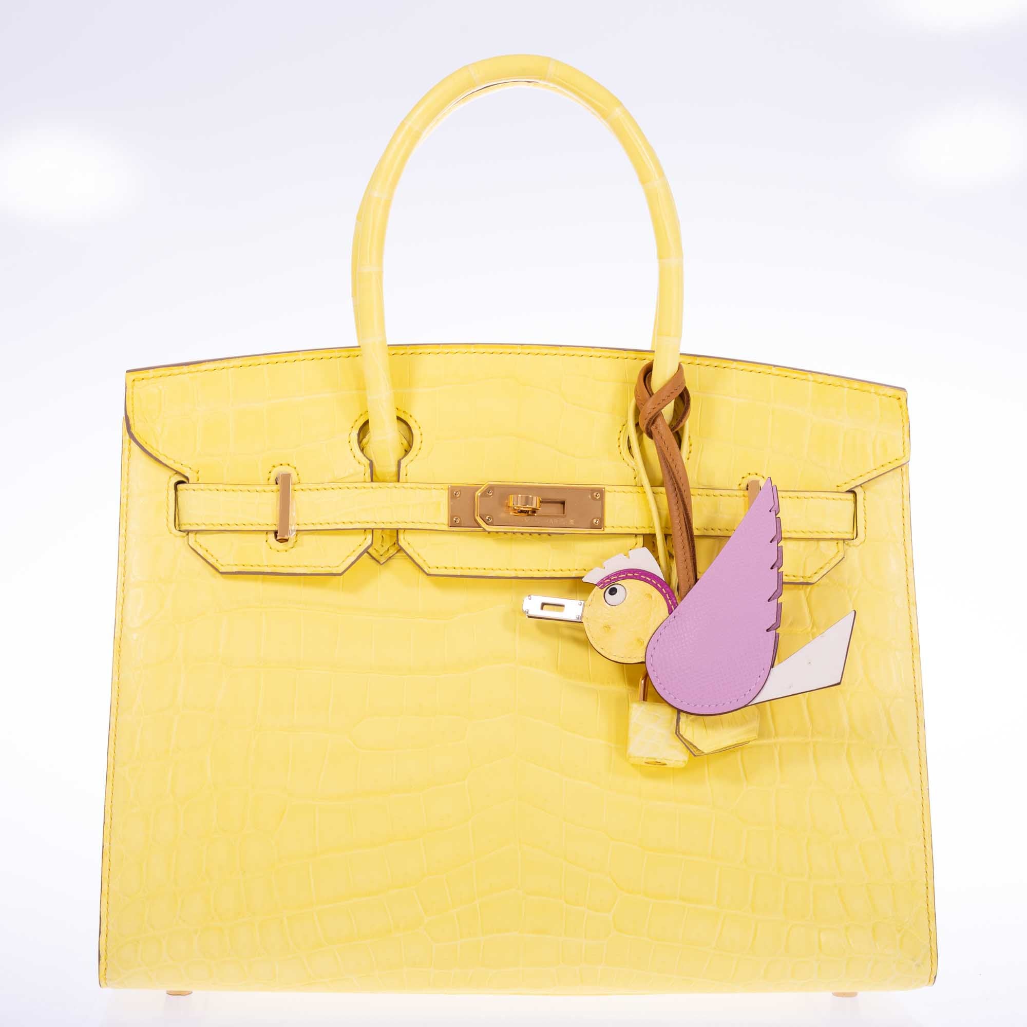 Hermès Mauve Sylvestre, Natural, Jaune Citron, Magenta and Nata Epsom, Ostrich, Chèvre Mysore, Milo Lambskin and Swift Birdy Charm Palladium Hardware