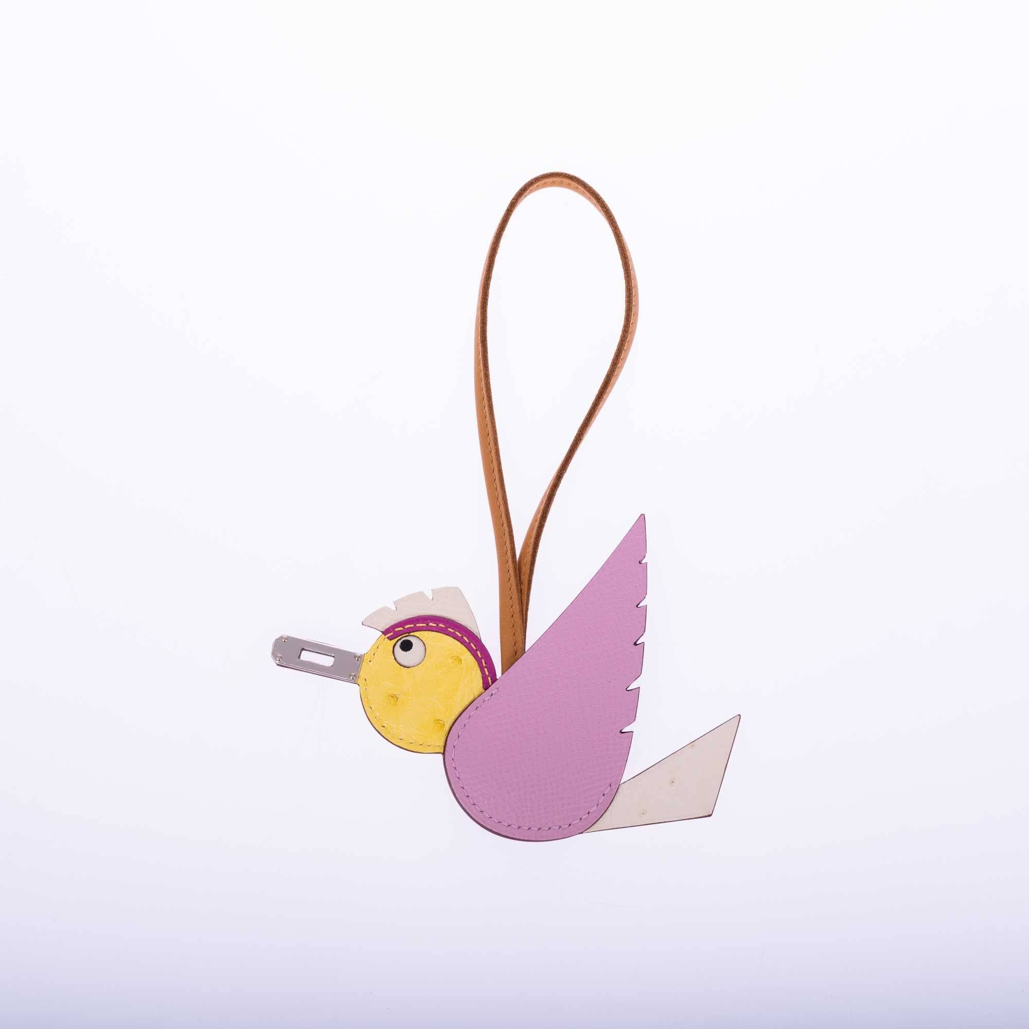 Hermès Mauve Sylvestre, Natural, Jaune Citron, Magenta and Nata Epsom, Ostrich, Chèvre Mysore, Milo Lambskin and Swift Birdy Charm Palladium Hardware