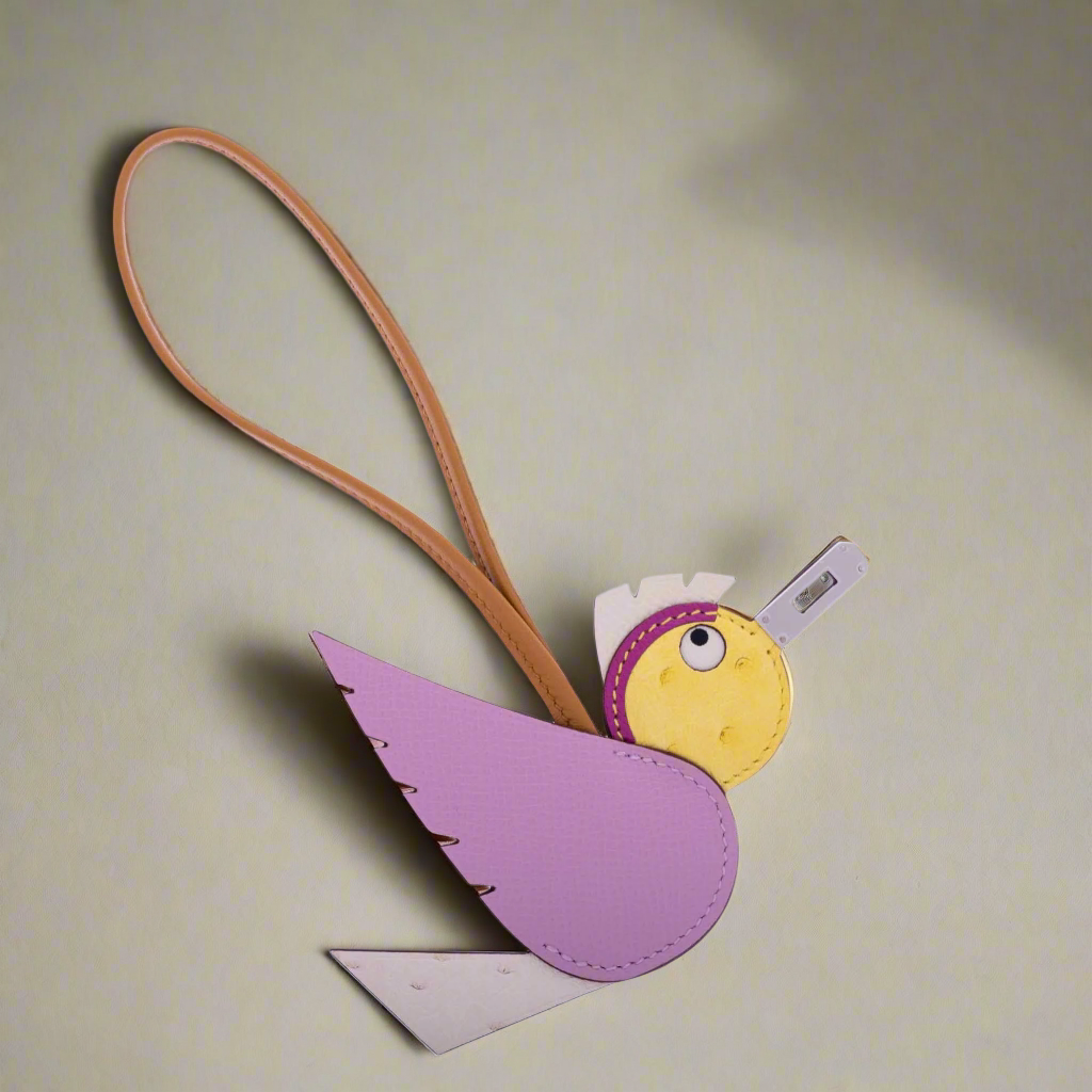 希少品★送料込【HERMES】Birdy Charm Epsom Mysore Swift Milo Hermès Mauve Sylvestre, Natural, Jaune Citron, Magenta and