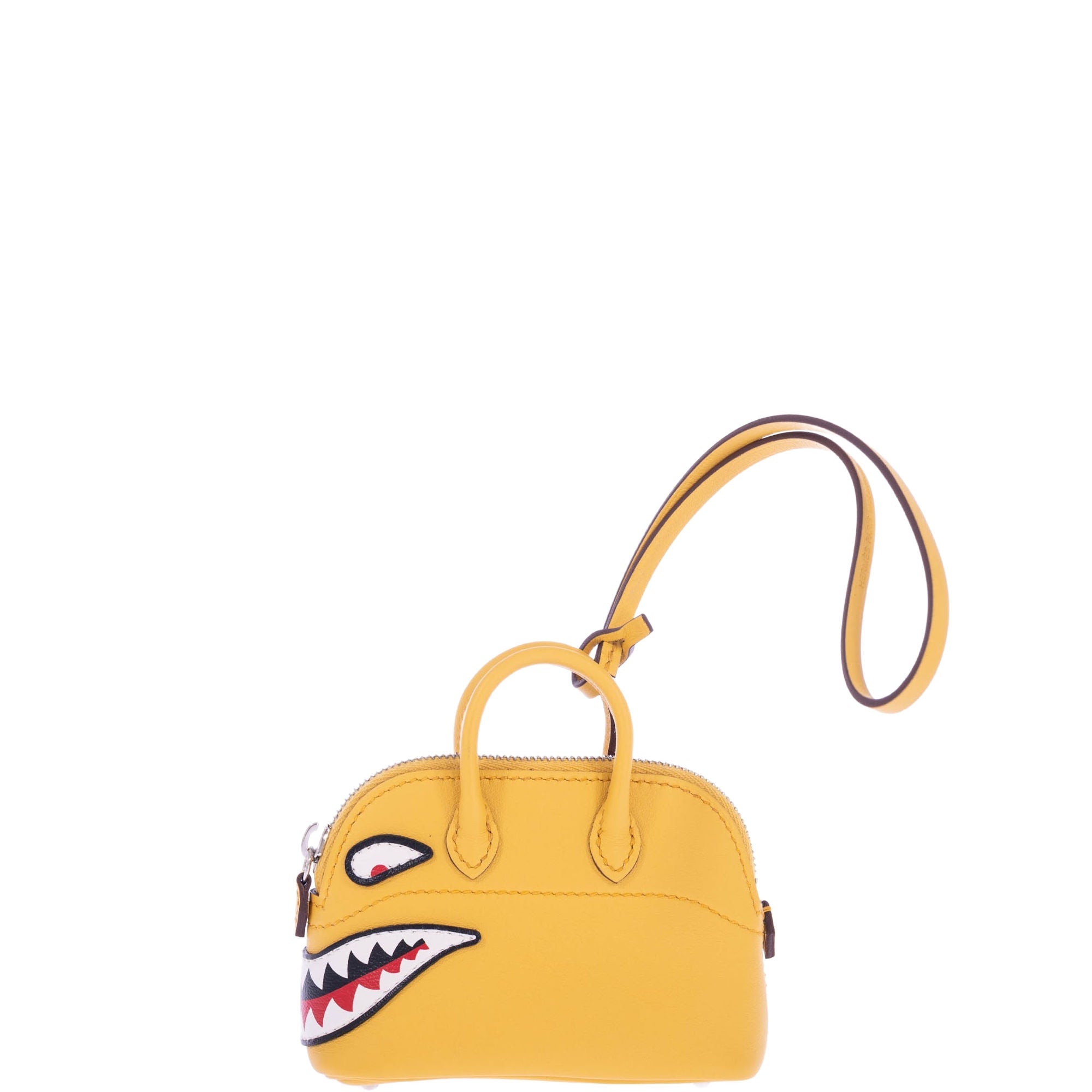 Hermès Micro Bolide Shark Bag Charm Sun Swift Palladium Hardware