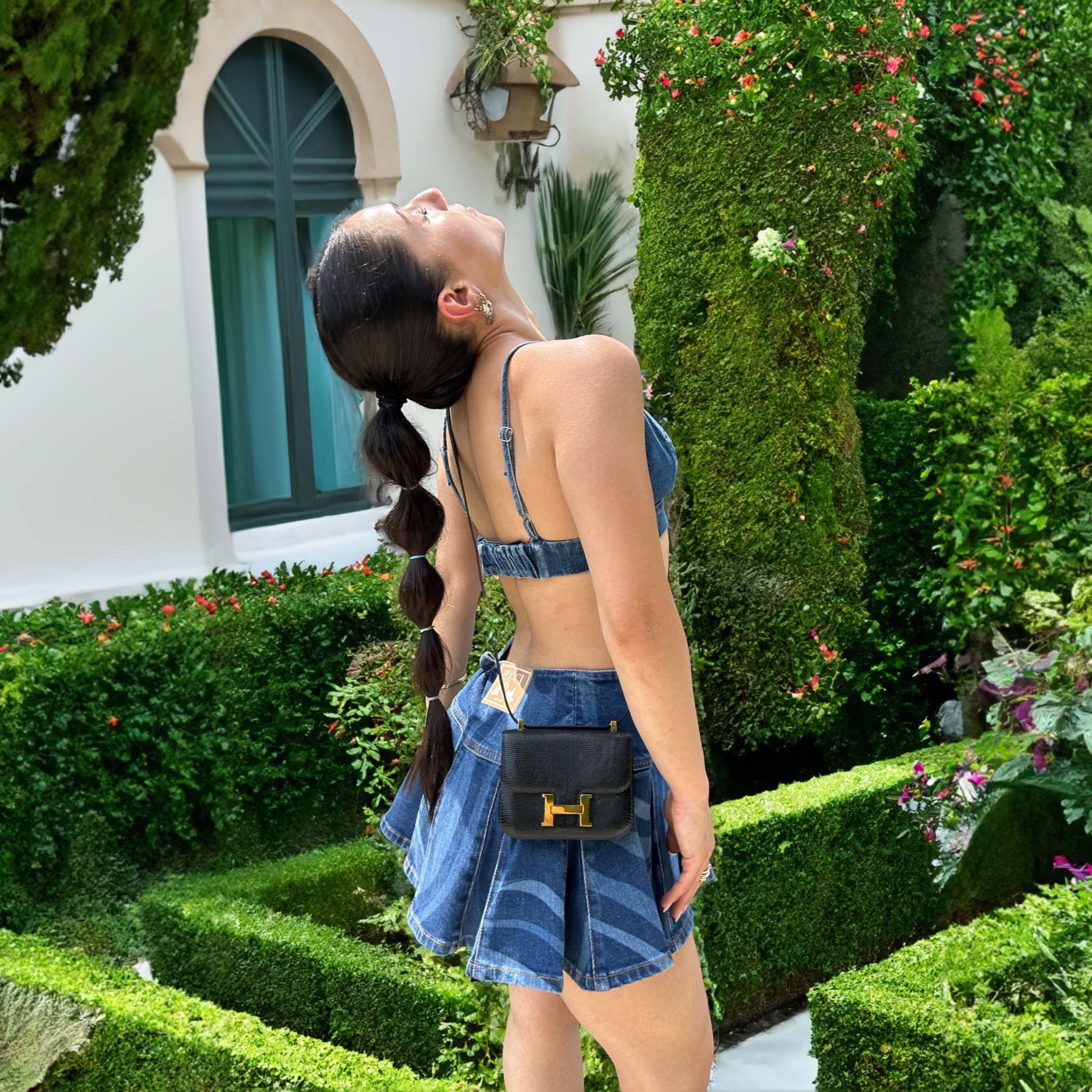 Hermès Micro Constance 14 Black Varanus Lizard with Gold Hardware