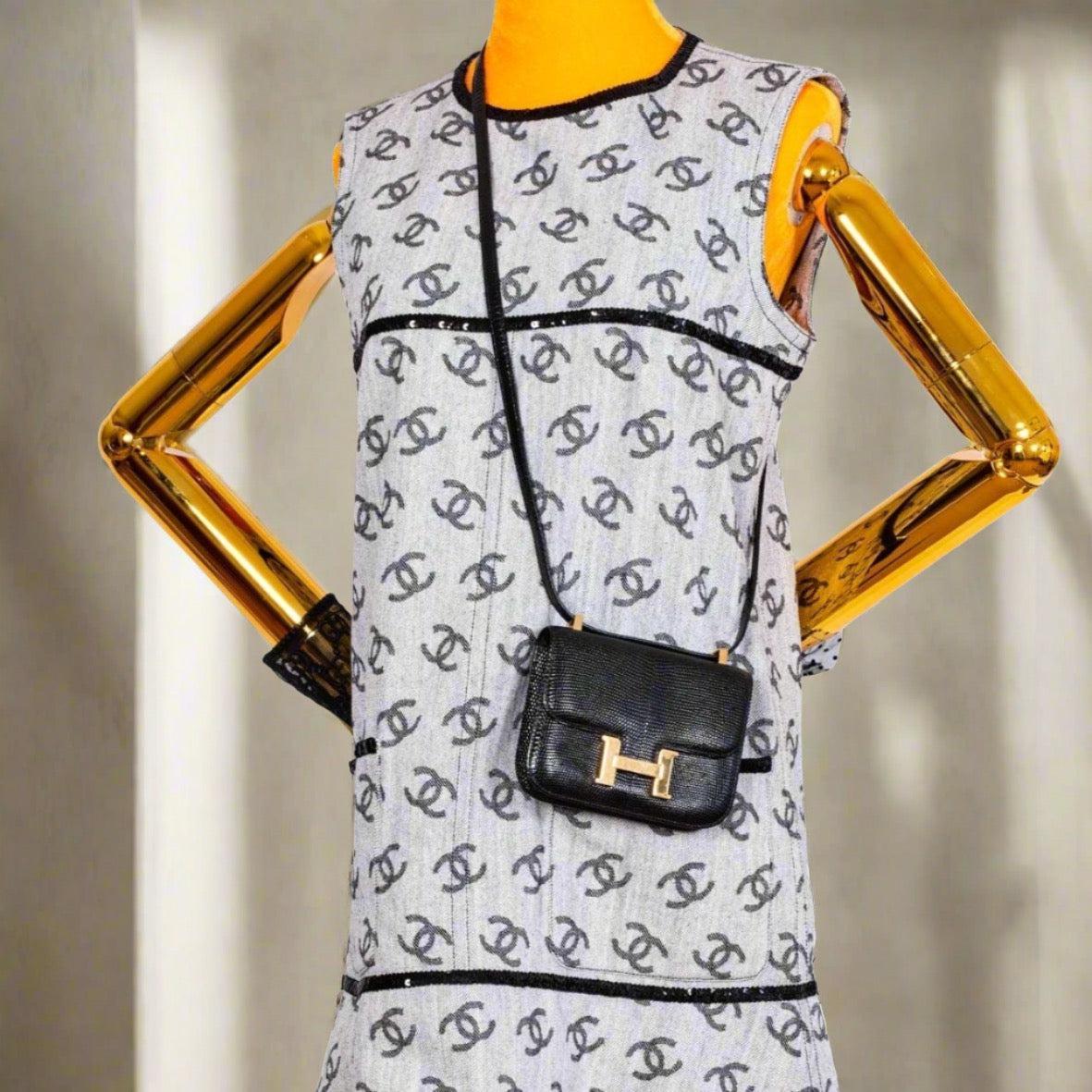 Hermès Micro Constance 14 Black Varanus Lizard with Gold Hardware