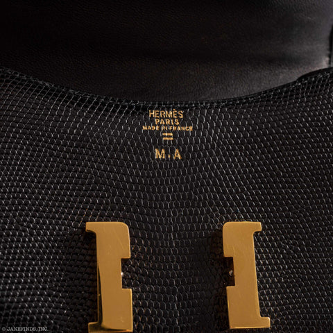 Hermès Micro Constance 14 Black Varanus Lizard with Gold Hardware