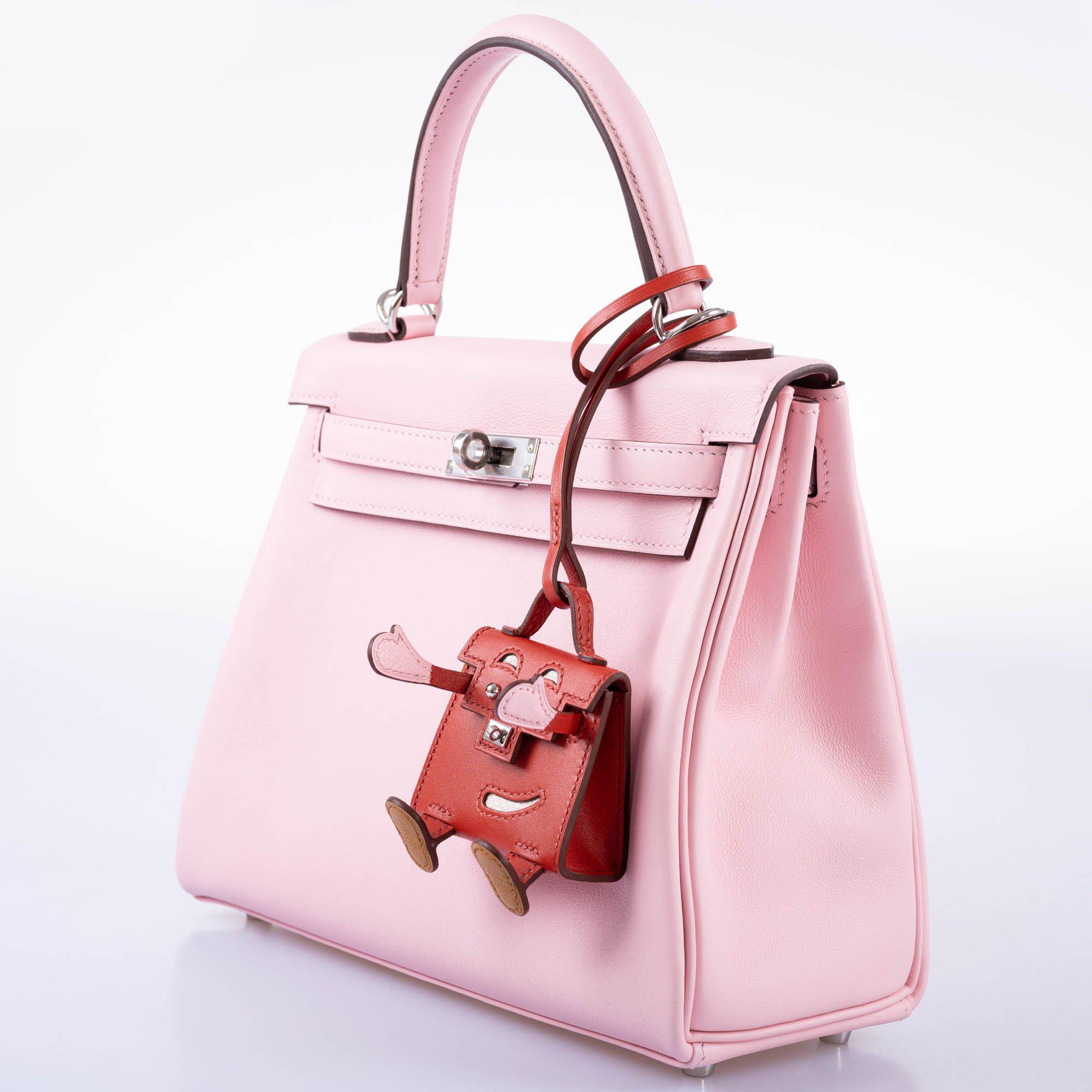 Hermès Micro Kelly Quelle Idole Bag Charm Capucine / Jaune de Naples / Vert Vertigo / Zanzibar Tadelakt Palladium Hardware