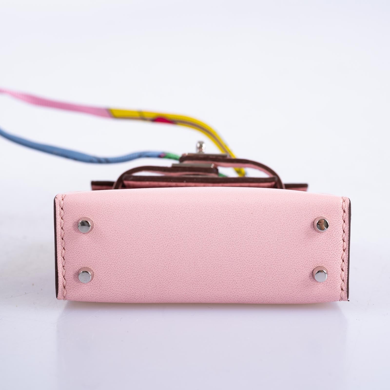 Hermès Micro Kelly Twilly Bag Charm Rose Sakura Tadelakt Palladium Hardware