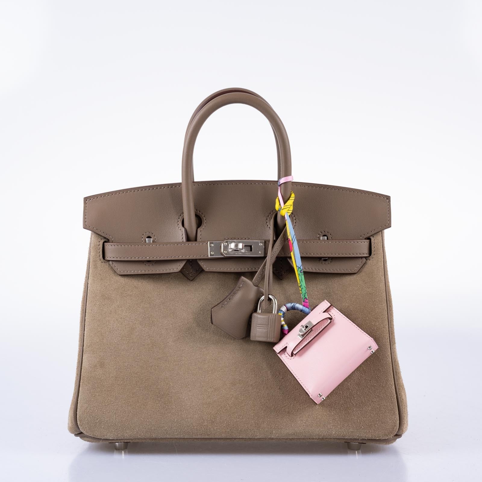 Hermès Micro Kelly Twilly Bag Charm Rose Sakura Tadelakt Palladium Hardware