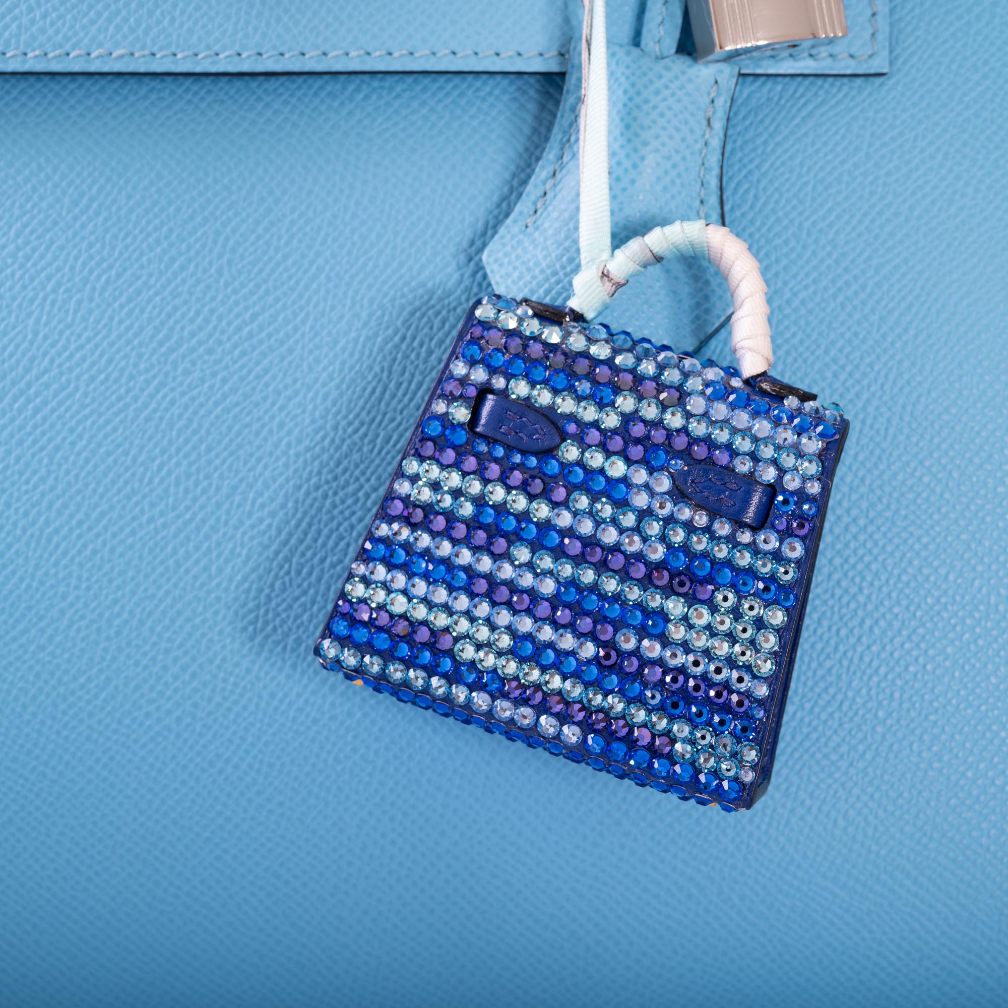 Hermès Micro Kelly Twilly Bag Charm Vibrato Custom Swarovski with Gold