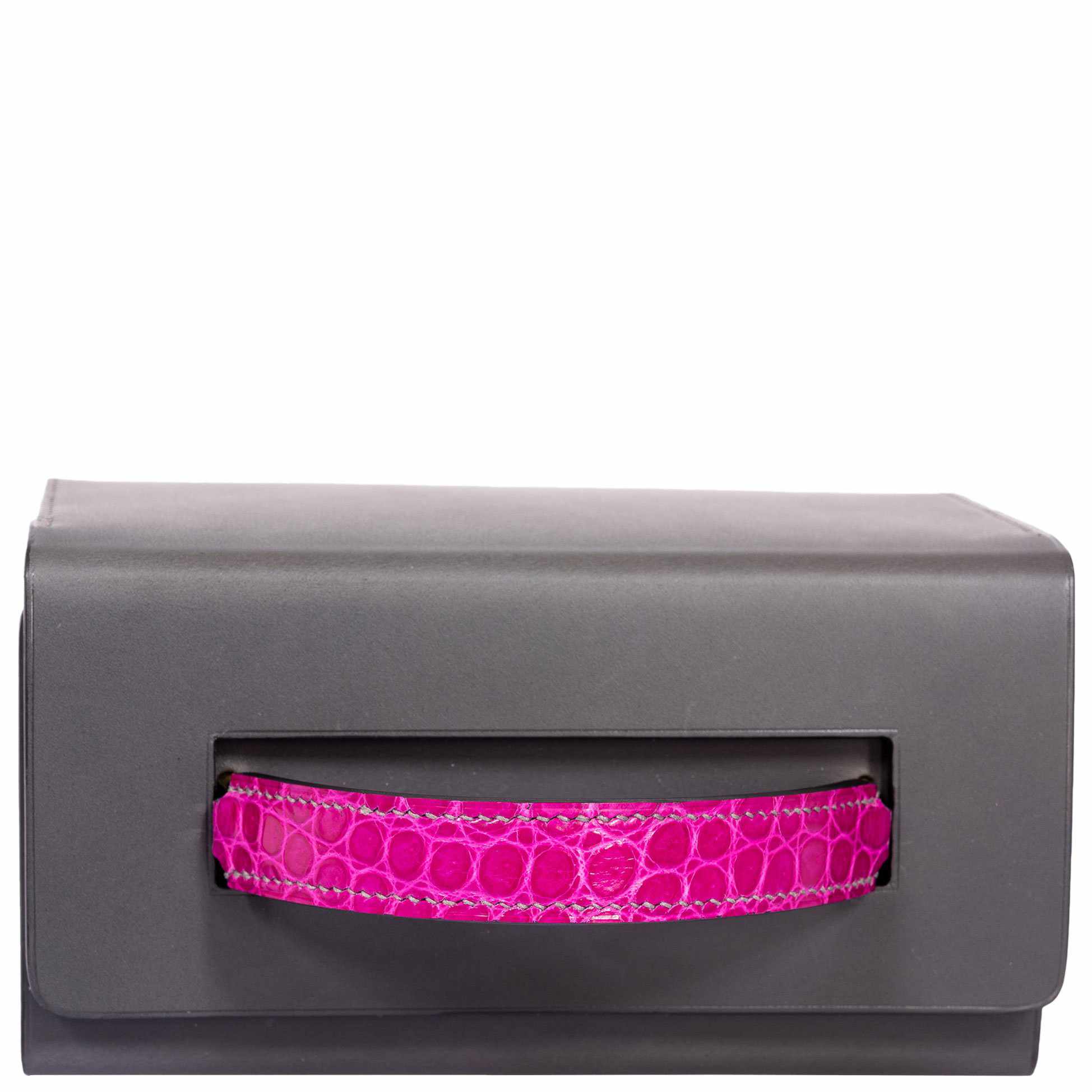 Hermès Minaudière 18 petit h Graphite, Fuchsia, Poussiere Porosus Crocodile & Calf Gold Hardware Bag