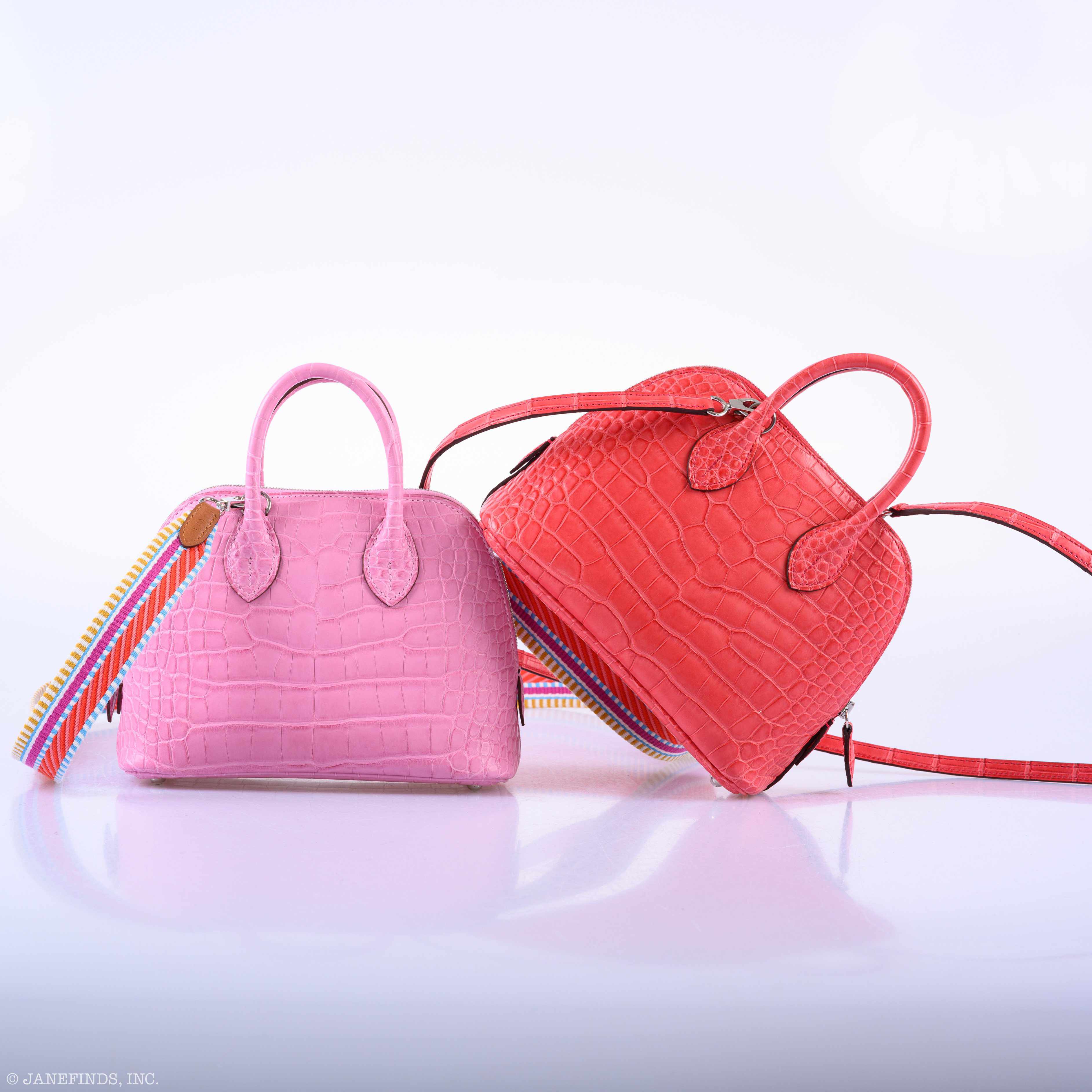 Hermès Mini Bolide 1923 Matte Bougainvillier Alligator Palladium Hardware