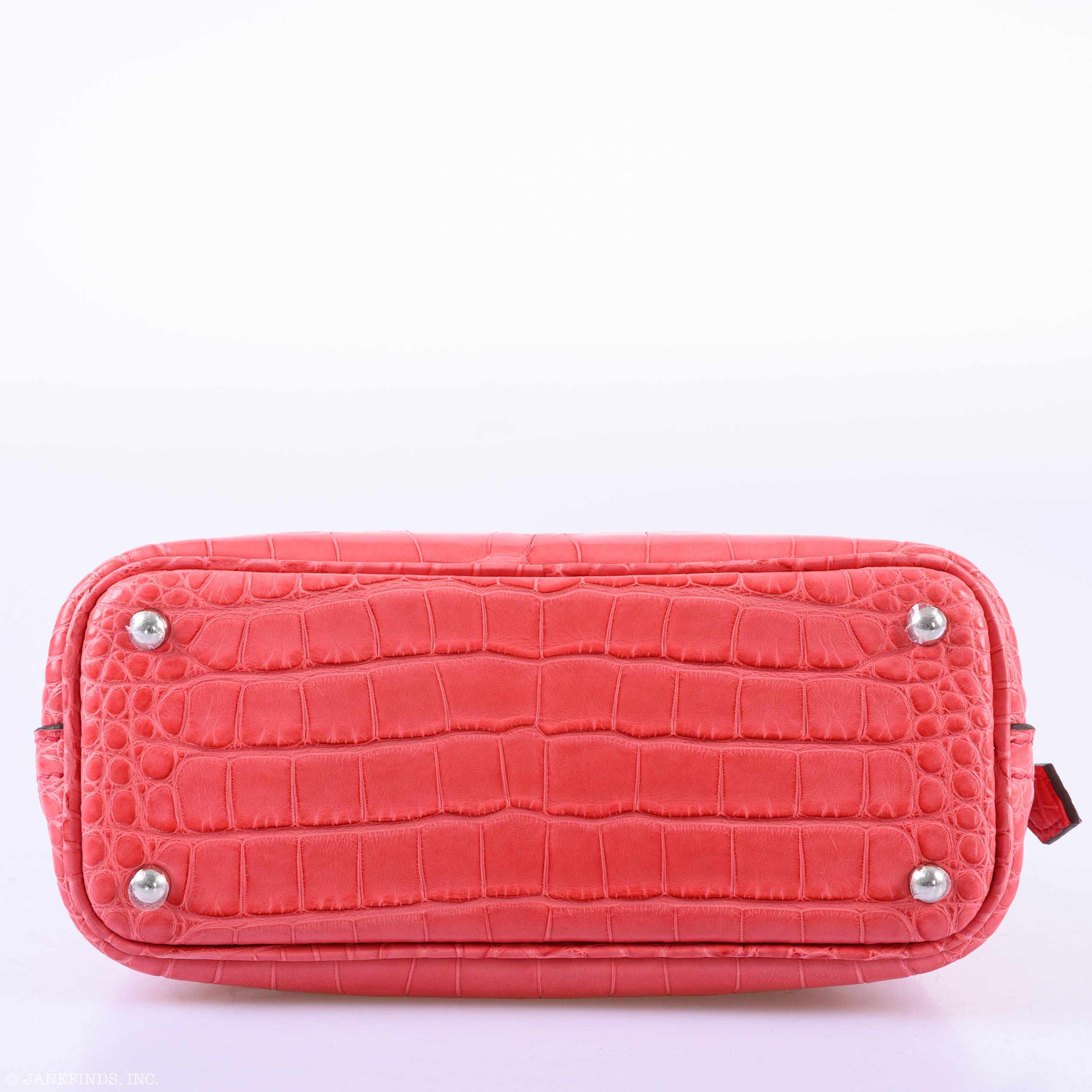 Hermès Mini Bolide 1923 Matte Bougainvillier Alligator Palladium Hardware